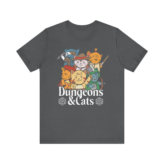 Dungeons and Cats Shirt | D&D Parody Game Tee for Cat Lovers | Playful Roleplaying Fantasy Game | Purr-fect Nerdy Gift Ideas Funny Cat Shirt