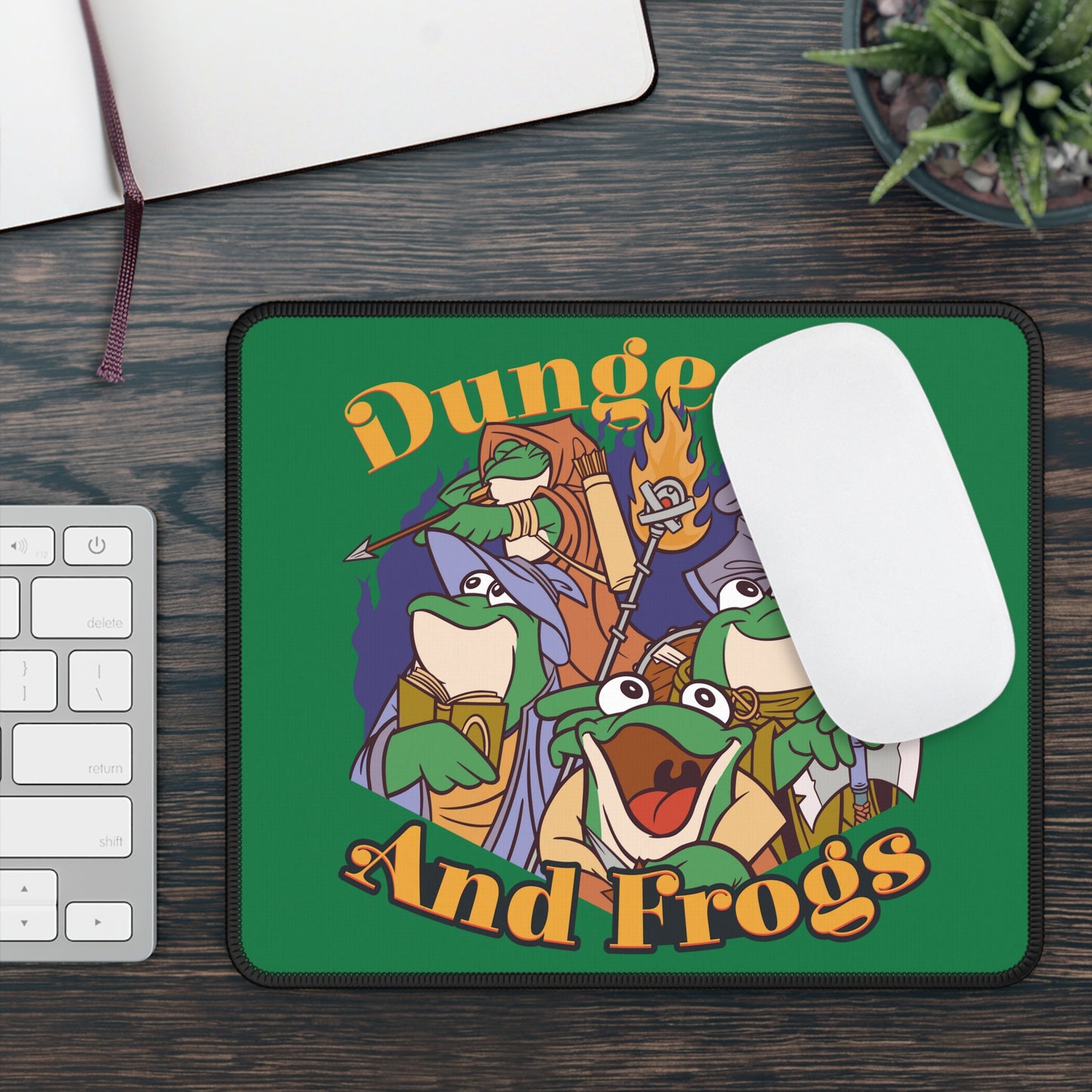 Dungeons and Frogs Non Slip Mouse Pad | Fantasy Game Desk Decor | Unique Gift for Frog Lovers | RPG-Inspired Desk Mat | Fun Gaming Accessory