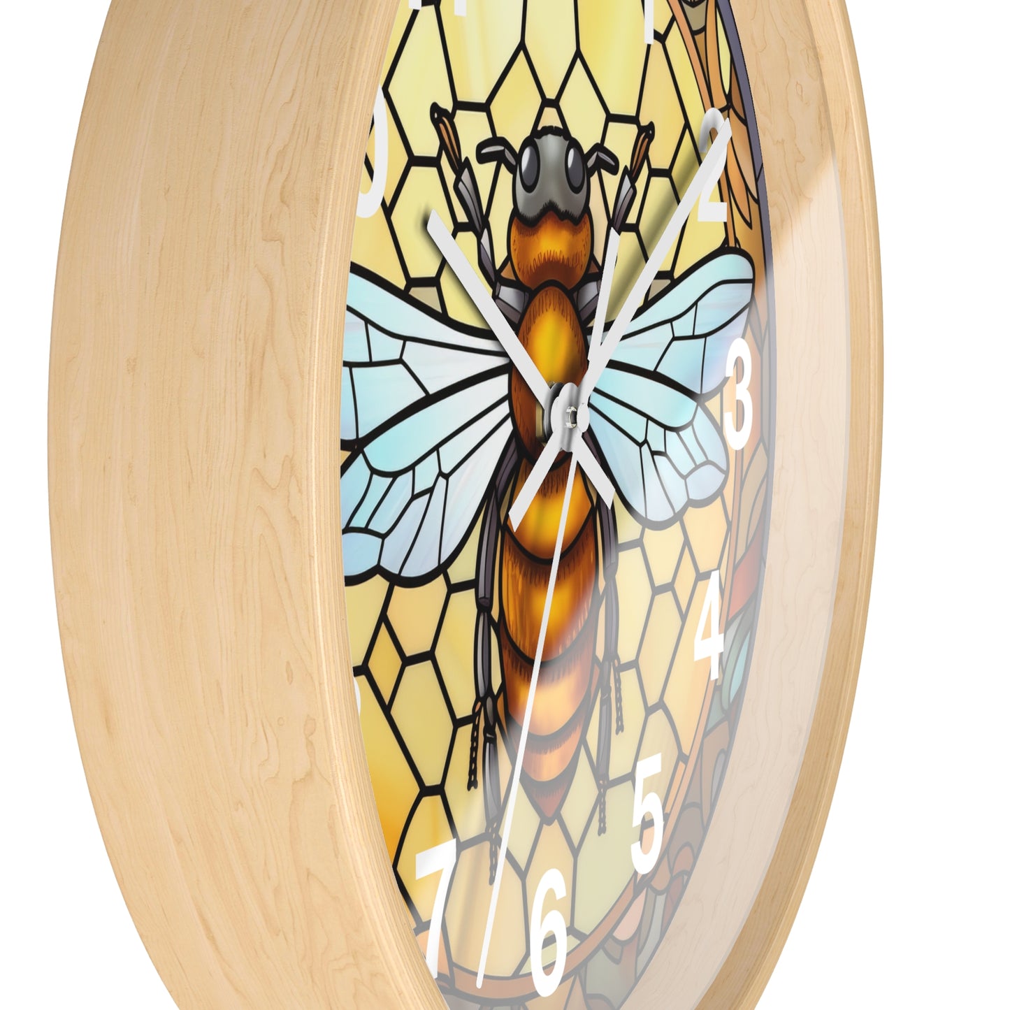 Honey Bee Stained Glass Wall Clock | Colorful Vibrant Bird Design | Battery Operated | Unique Home Decor | Cute Bee Gift Stained Glass Style