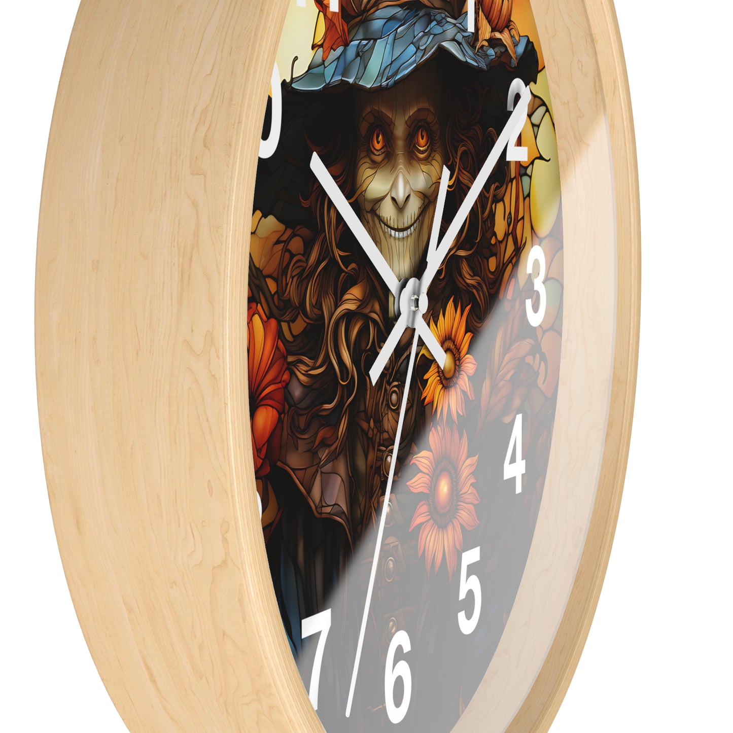 Beautiful Eerie Witch Stained Glass Wall Clock | Battery Operated | Enchanting Halloween Decor Witch Enthusiasts | Unique Mystic Accent