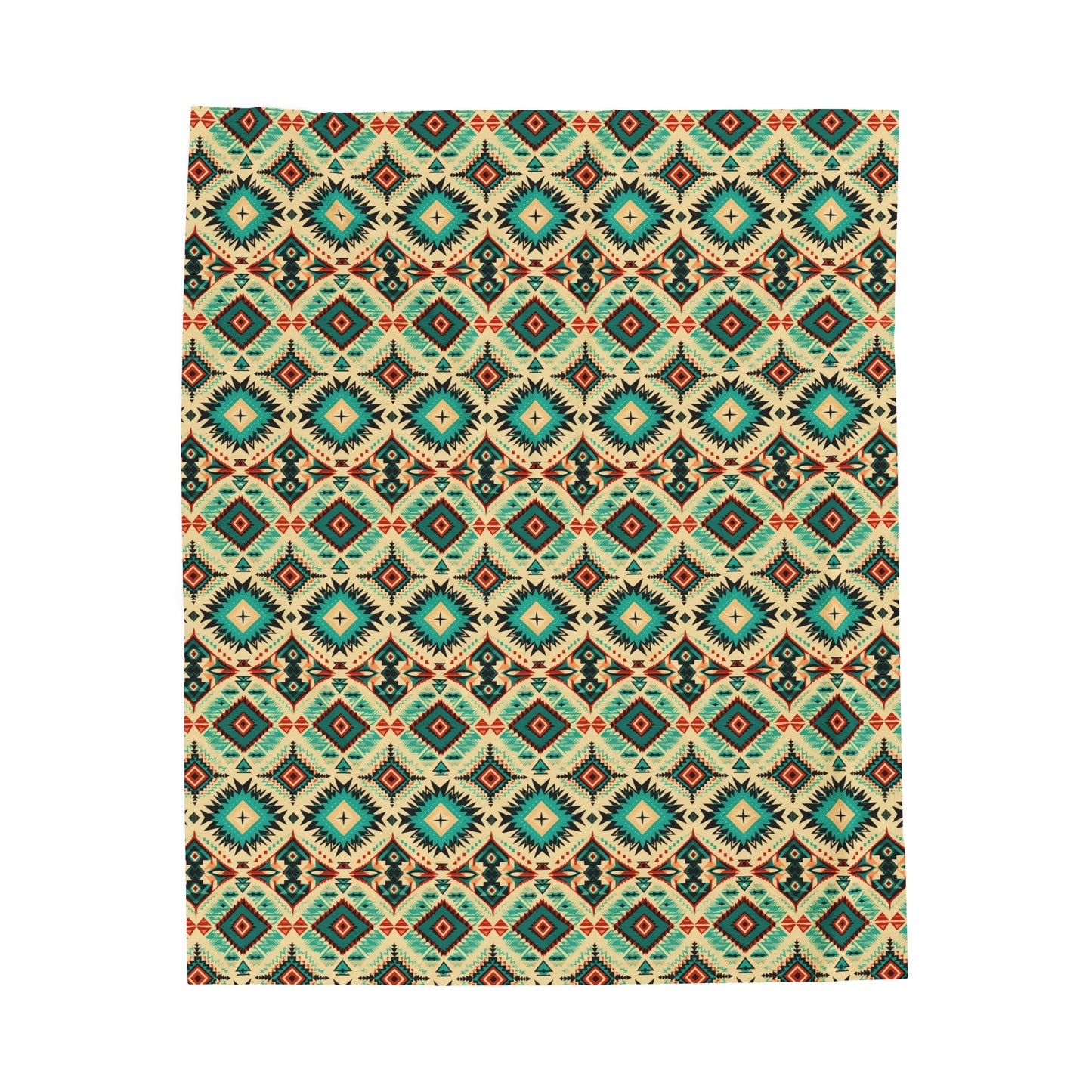 Turquoise Blue Aztec Western Velveteen Plush Throw Blanket Southwestern Cowboy Decor Native American Inspired Cozy Blanket Western Style Gif