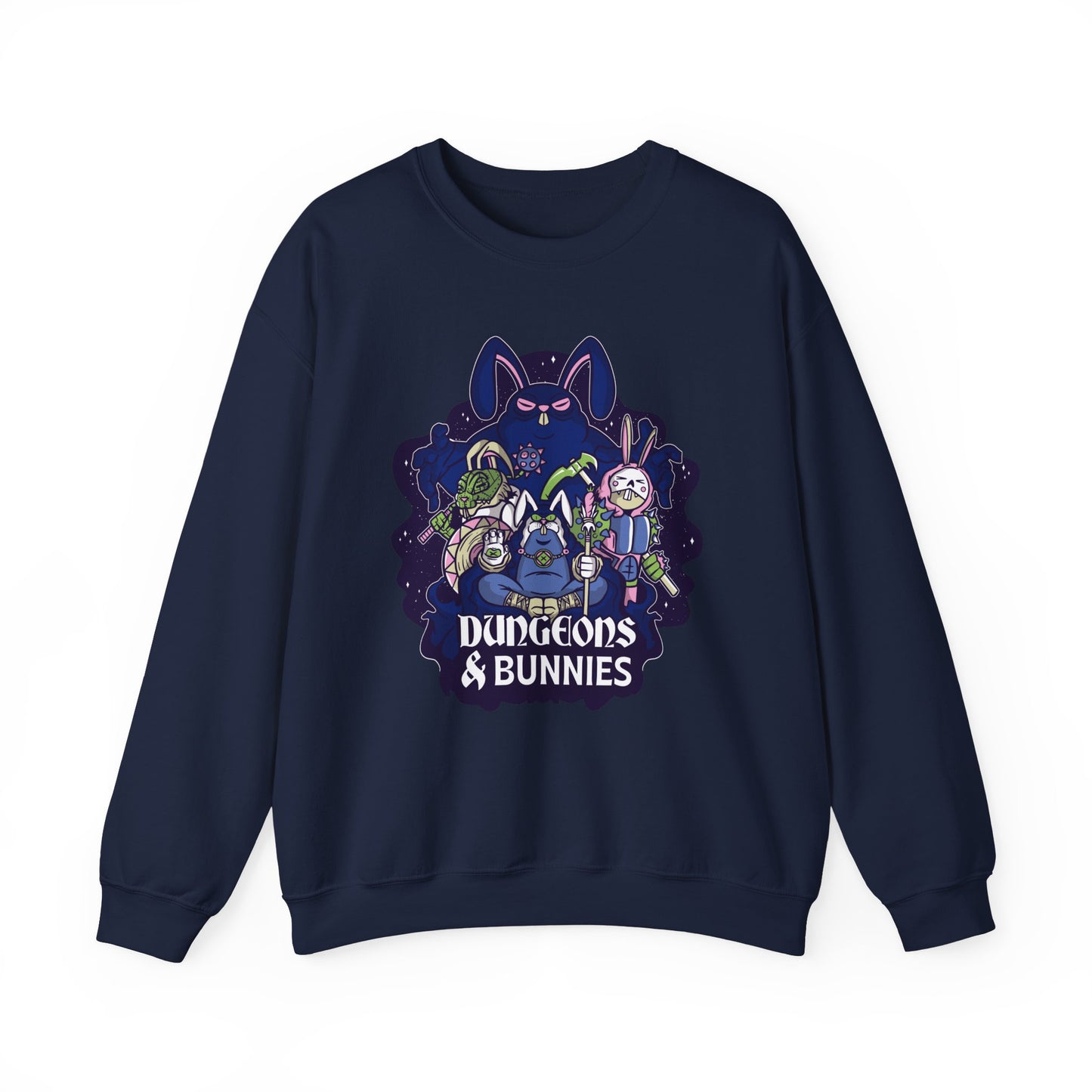 Dungeons and Bunnies Funny D&D Parody Sweatshirt | Nerdy Fantasy Game Sweater Bunny Lovers | Unique Winter Gift | Cozy Fun Sweatshirt Gamers