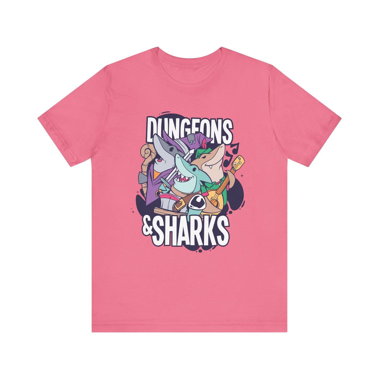 Dungeons and Sharks Shirt | D&D Parody Game Tee for Shark Lovers | Roleplaying Fantasy Game | Fun Nerdy Gift Ideas Funny Shark Shirt RPG Tee