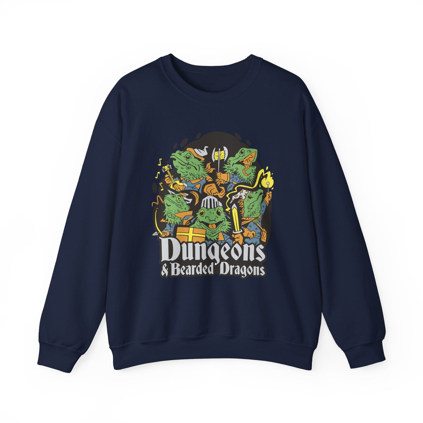 Dungeons and Bearded Dragons Funny D&D Parody Sweatshirt | Nerdy Fantasy Sweater Bearded Dragon Lovers Winter Gift Cozy Fun Sweatshirt Gamer