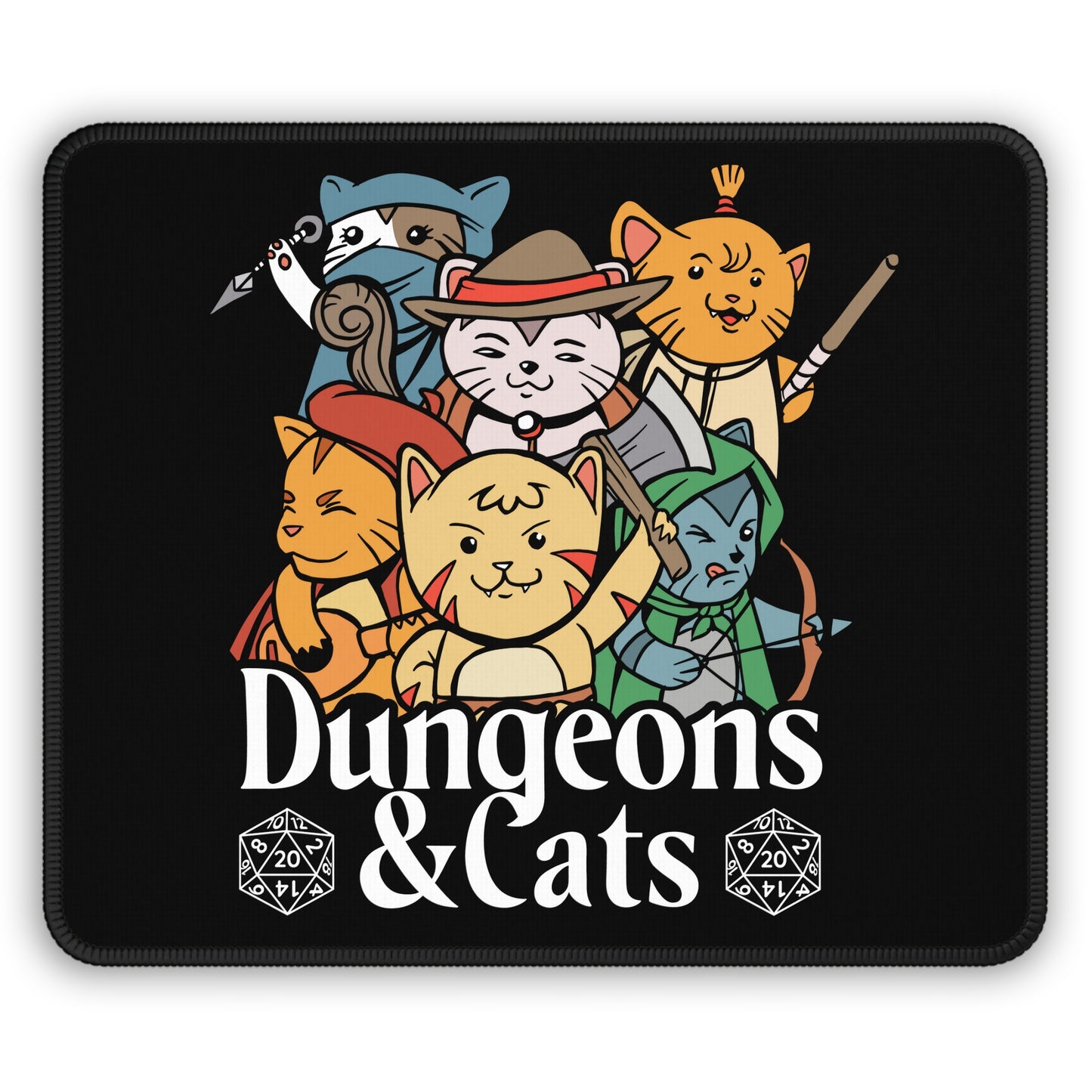 Dungeons and Cats Non Slip Mouse Pad | Fantasy Game Desk Decor | Unique Gift for Cat Lovers | RPG-Inspired Desk Mat | Fun Gaming Accessory