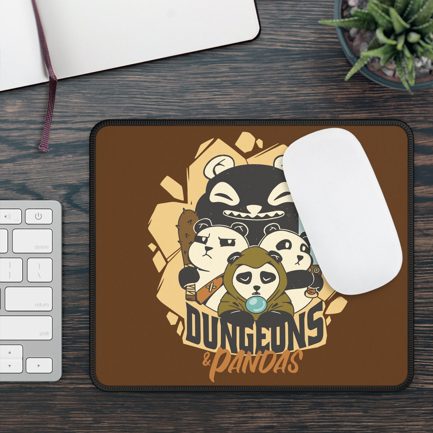Dungeons and Pandas Non Slip Mouse Pad | Fantasy Game Desk Decor | Unique Gift for Panda Lovers | RPG-Inspired Desk Mat Fun Gaming Accessory