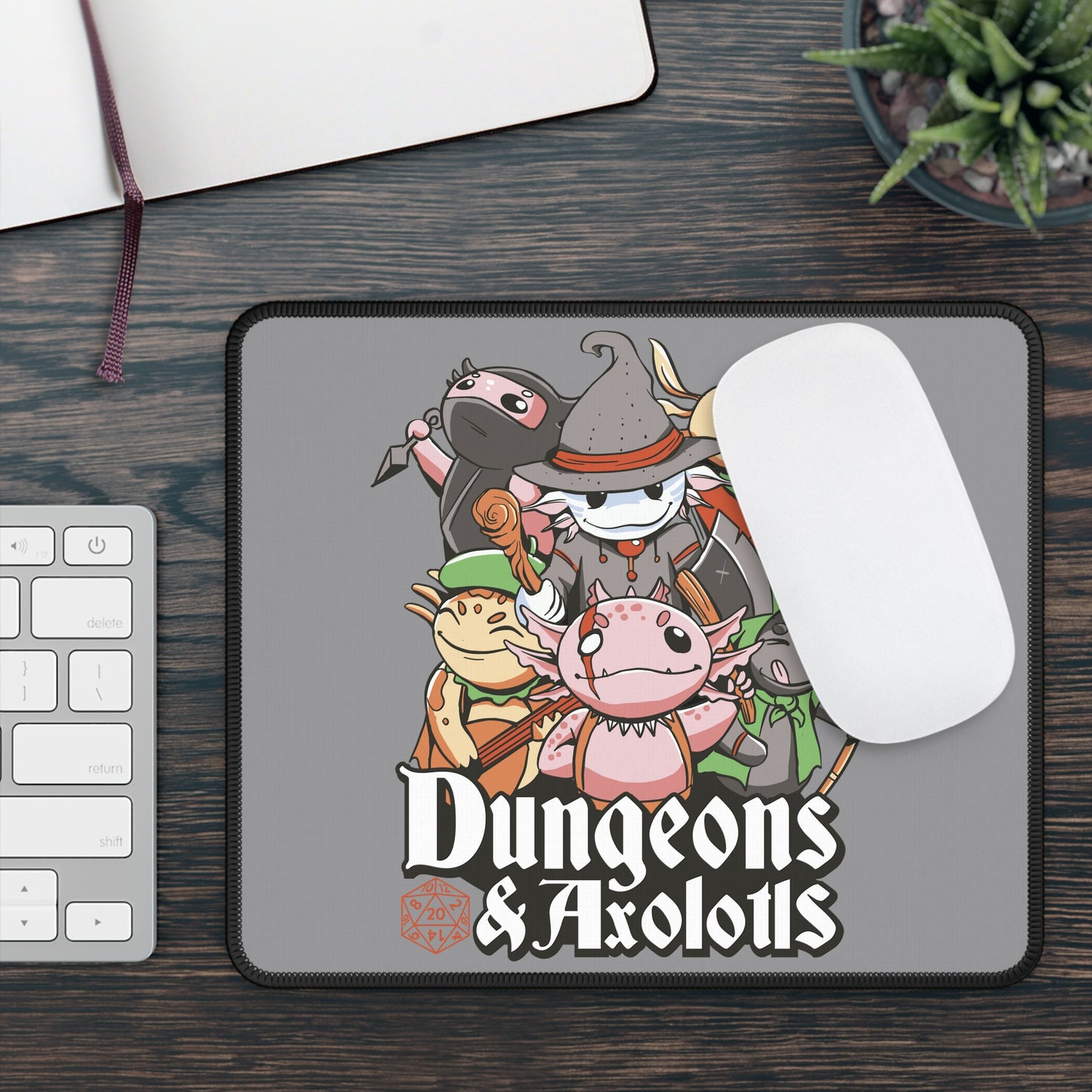Dungeons and Axolotls Non Slip Mouse Pad | Fantasy Game Desk Decor | Unique Gift Axolotl Lovers RPG-Inspired Desk Mat Fun Gaming Accessory