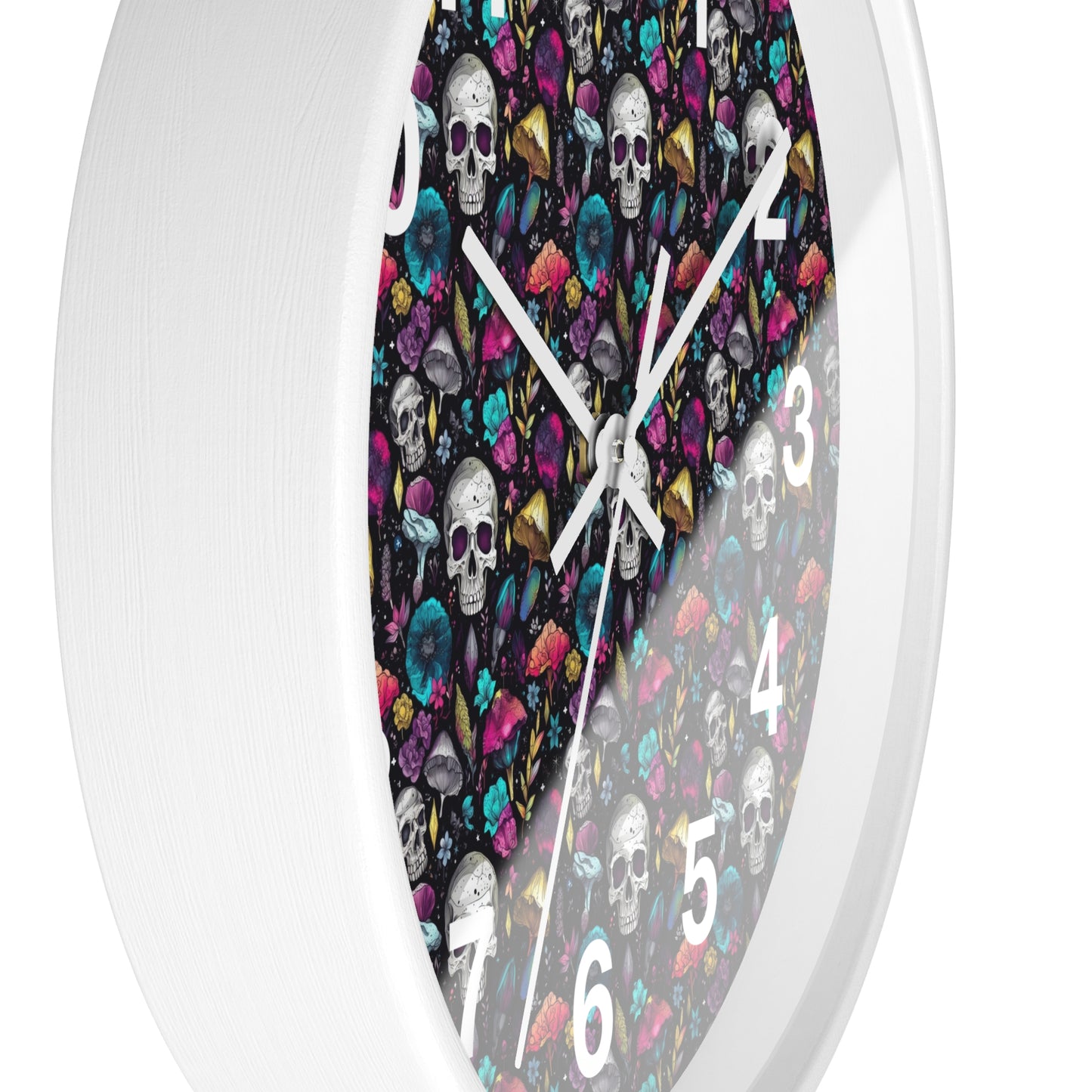 Mushroom Skulls Wall Clock | Cute and Eerie Shroom Decor | Trippy Room Background | Battery Operated | Unique Gift for Gothic Lovers