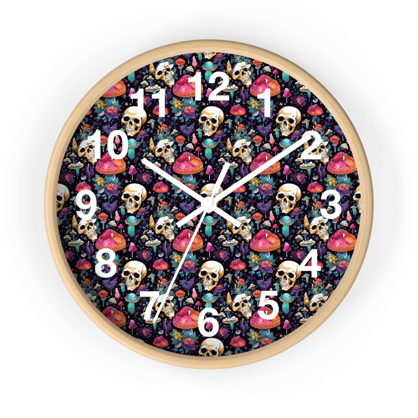 Trippy Mushroom Skull Wall Clock | Cute and Eerie Shroom Decor | Unique Room Background | Battery Operated | Perfect Gothic Gift