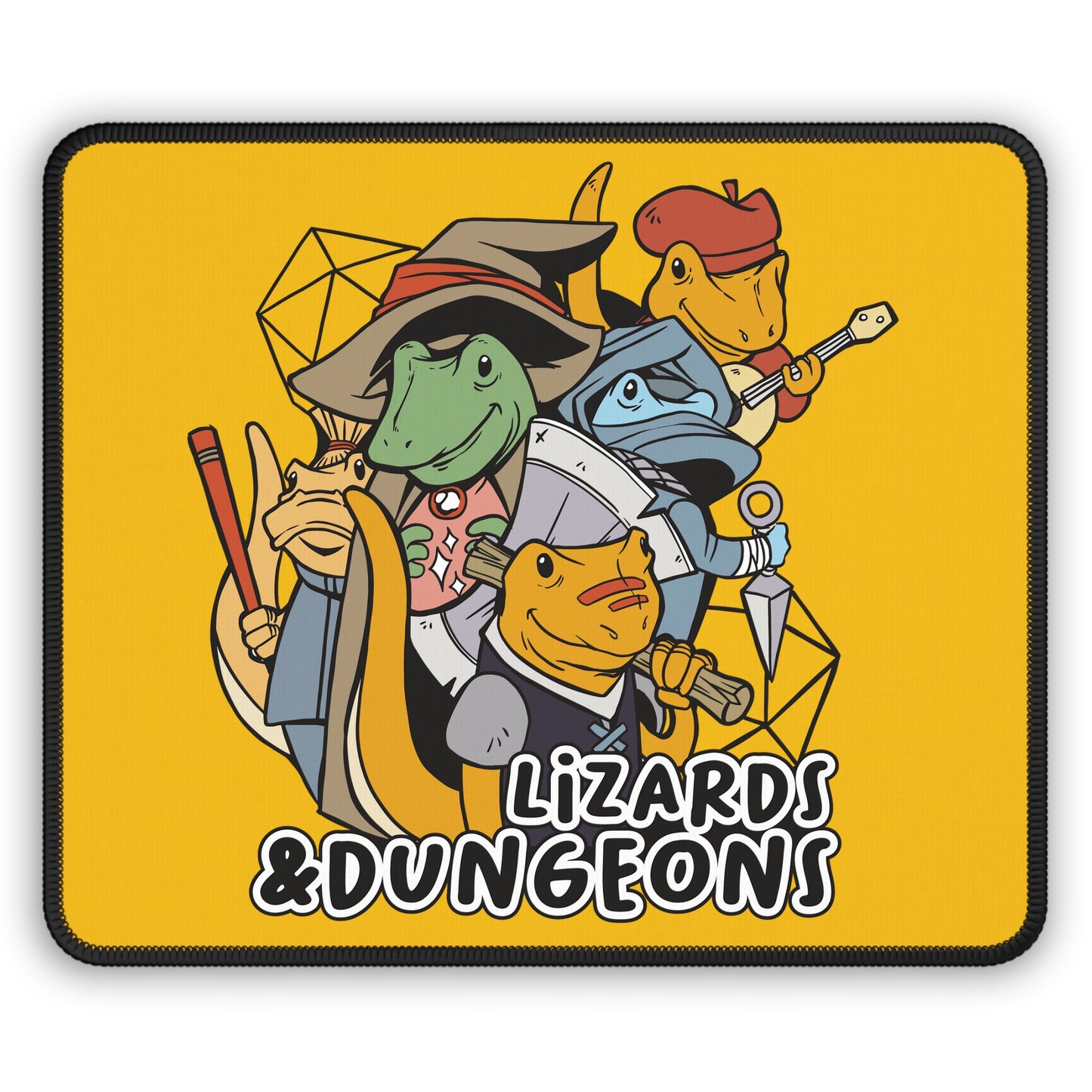 Dungeons and Lizards Non Slip Mouse Pad | Fantasy Game Desk Decor | Unique Gift for Lizard Lovers RPG-Inspired Desk Mat Fun Gaming Accessory