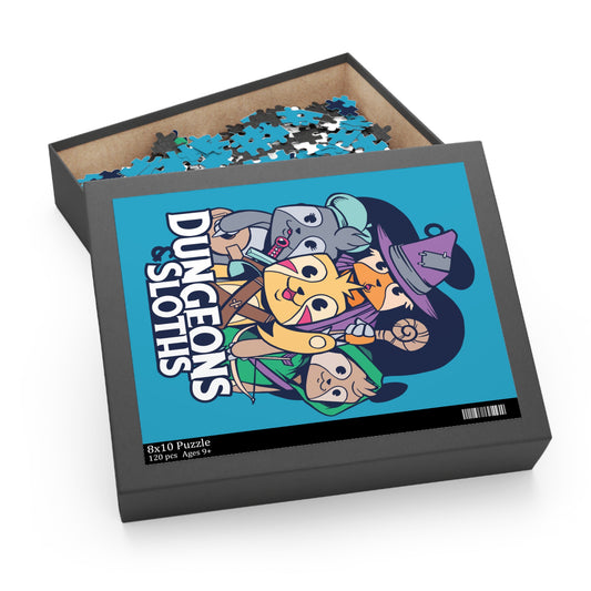 Dungeons and Sloths Jigsaw Puzzle Funny D&D Parody 120-500 Pieces for Nerdy Fantasy Game Fans and Sloth Lovers RPG Style Puzzle