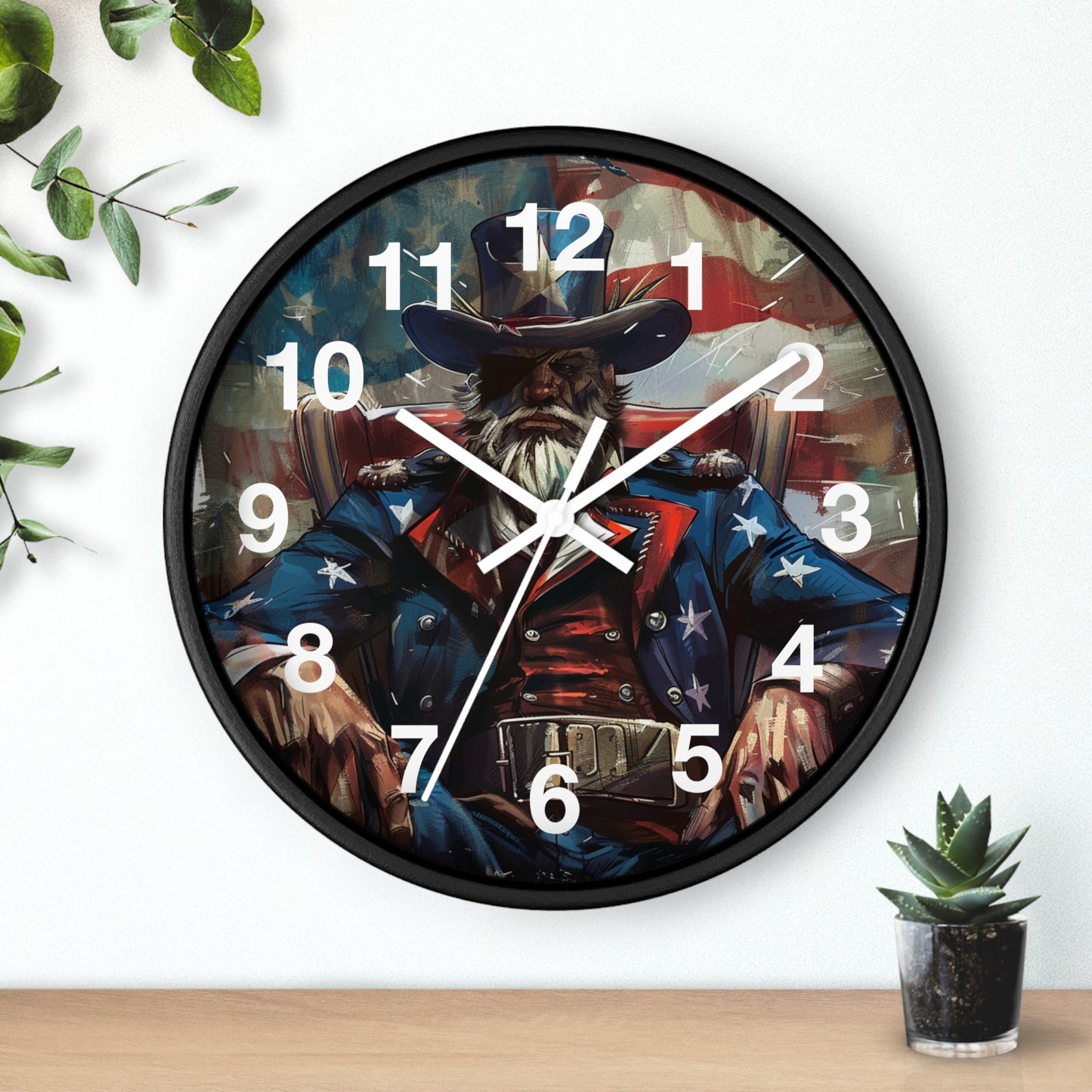 Grunge Patriot Style Wall Clock | USA Rebellion Art | Battery Operated | Patriotic Pride Decor Founding Fathers | Perfect Gift History Buffs