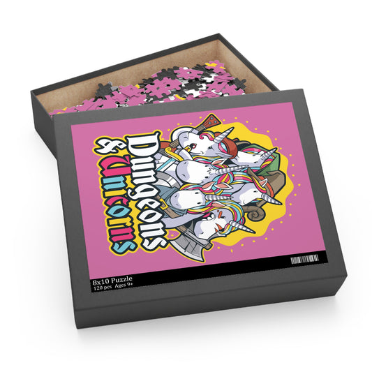 Dungeons and Unicorns Jigsaw Puzzle Funny D&D Parody 120-500 Pieces for Nerdy Fantasy Game Fans and Unicorn Lover RPG Style Puzzle