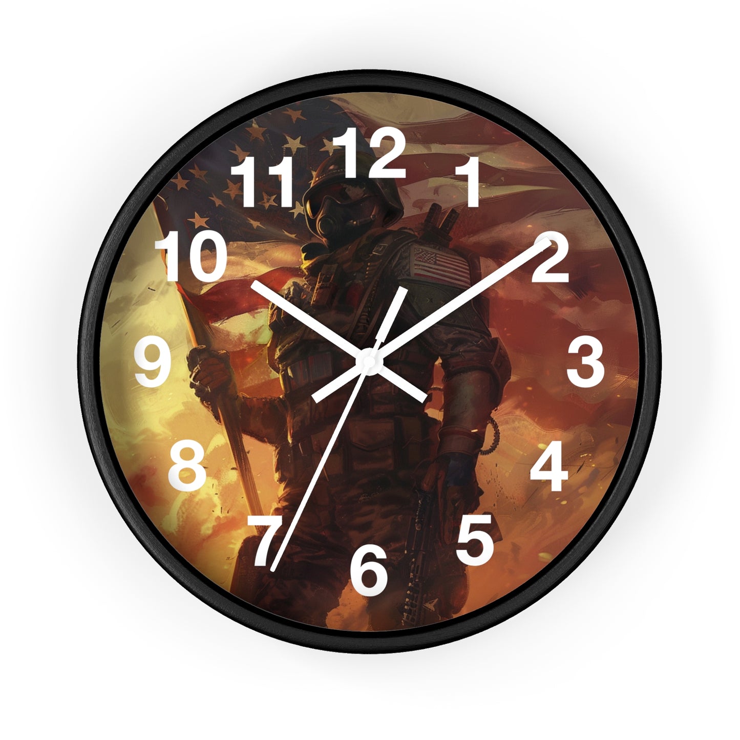 Tactical War Ready Soldier Wall Clock | Grunge Military Art | Battery Operated | Bold USA Decor | Perfect Gift for Armed Forces Supporters