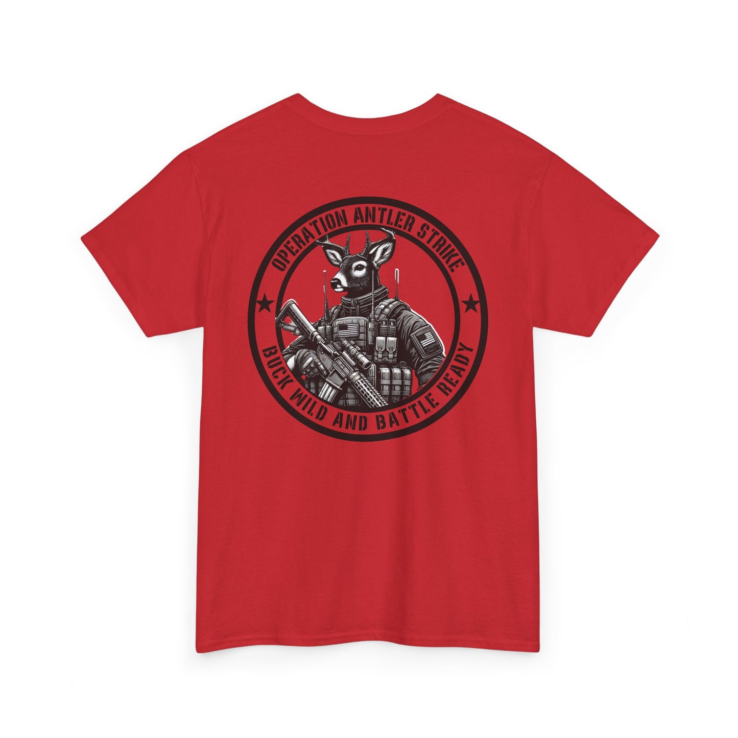 Tactical Deer Antler Strike Shirt | Funny Buck Wild Military-Inspired Tee | Battle-Ready Patriotic Humor Graphic for Hunters Tactical Fans