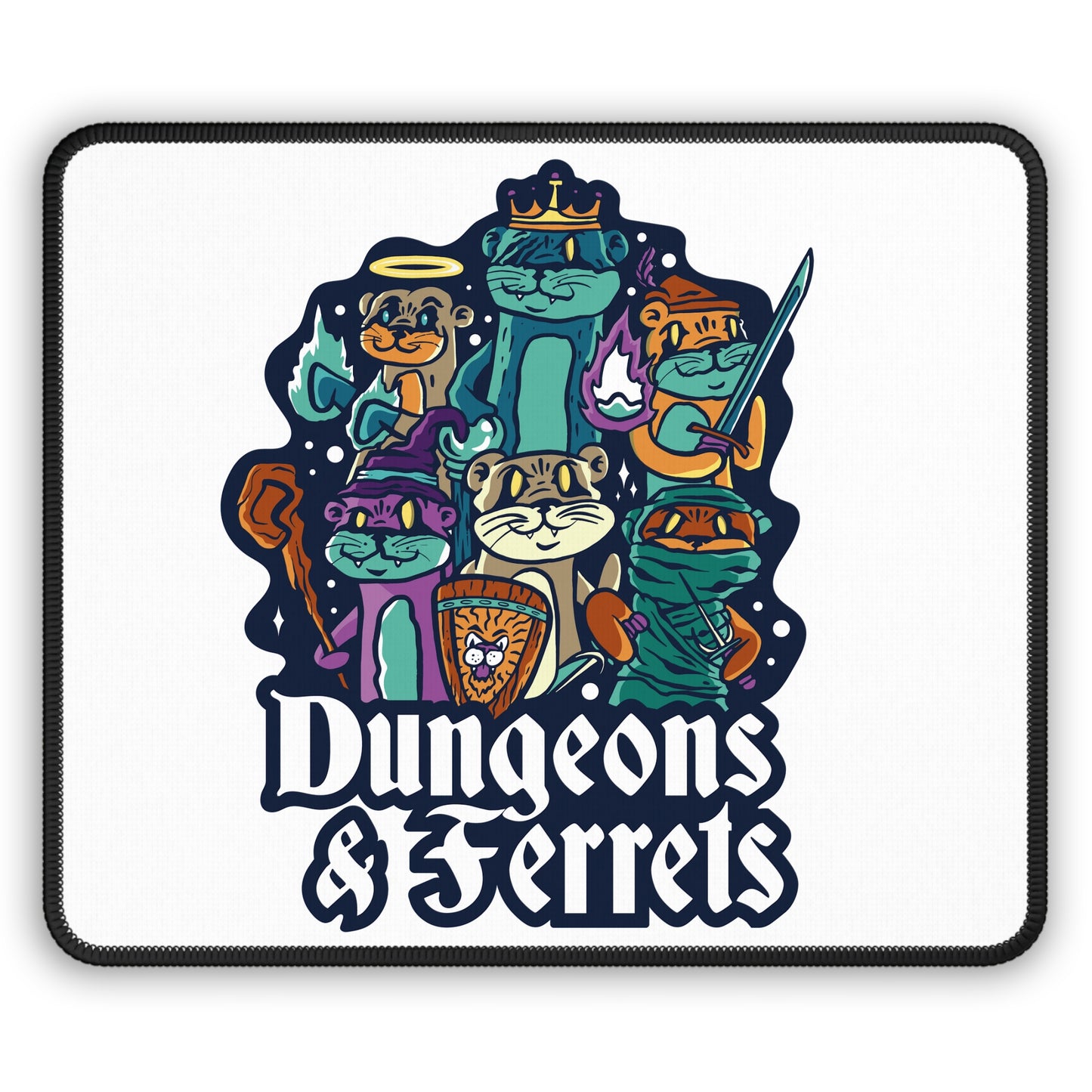 Dungeons and Ferrets Non Slip Mouse Pad | Fantasy Game Desk Decor | Unique Gift for Ferret Lovers RPG-Inspired Desk Mat Fun Gaming Accessory