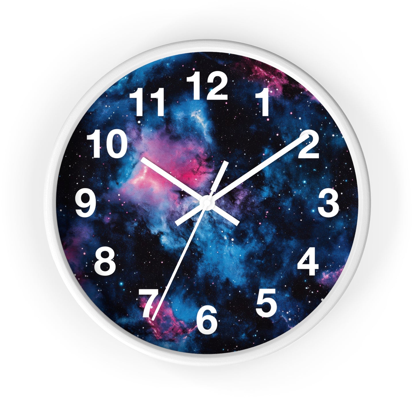 Pink & Blue Space Galaxy Wall Clock | Trippy Rave Decor | Battery Operated | Unique Teen Girl Room Decor | Ideal Gift Space and Galaxy Fans