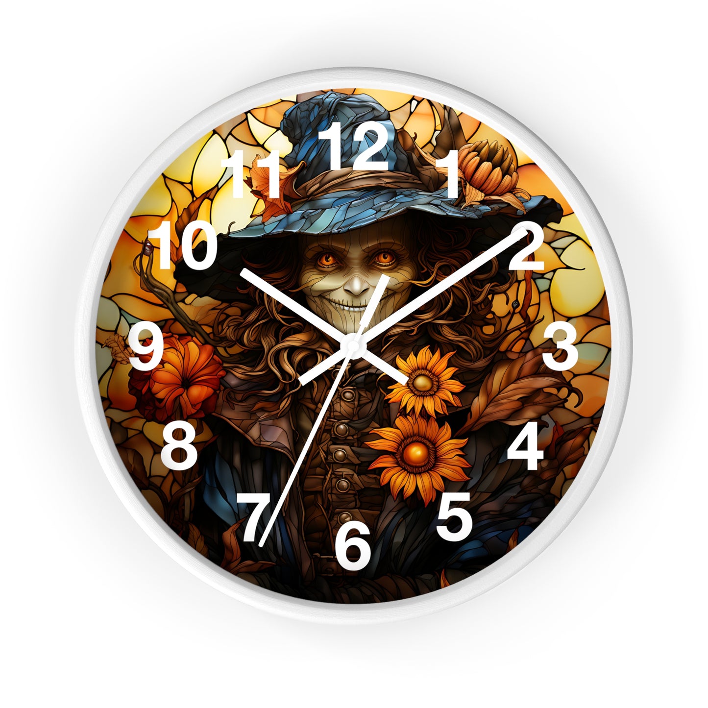 Beautiful Eerie Witch Stained Glass Wall Clock | Battery Operated | Enchanting Halloween Decor Witch Enthusiasts | Unique Mystic Accent