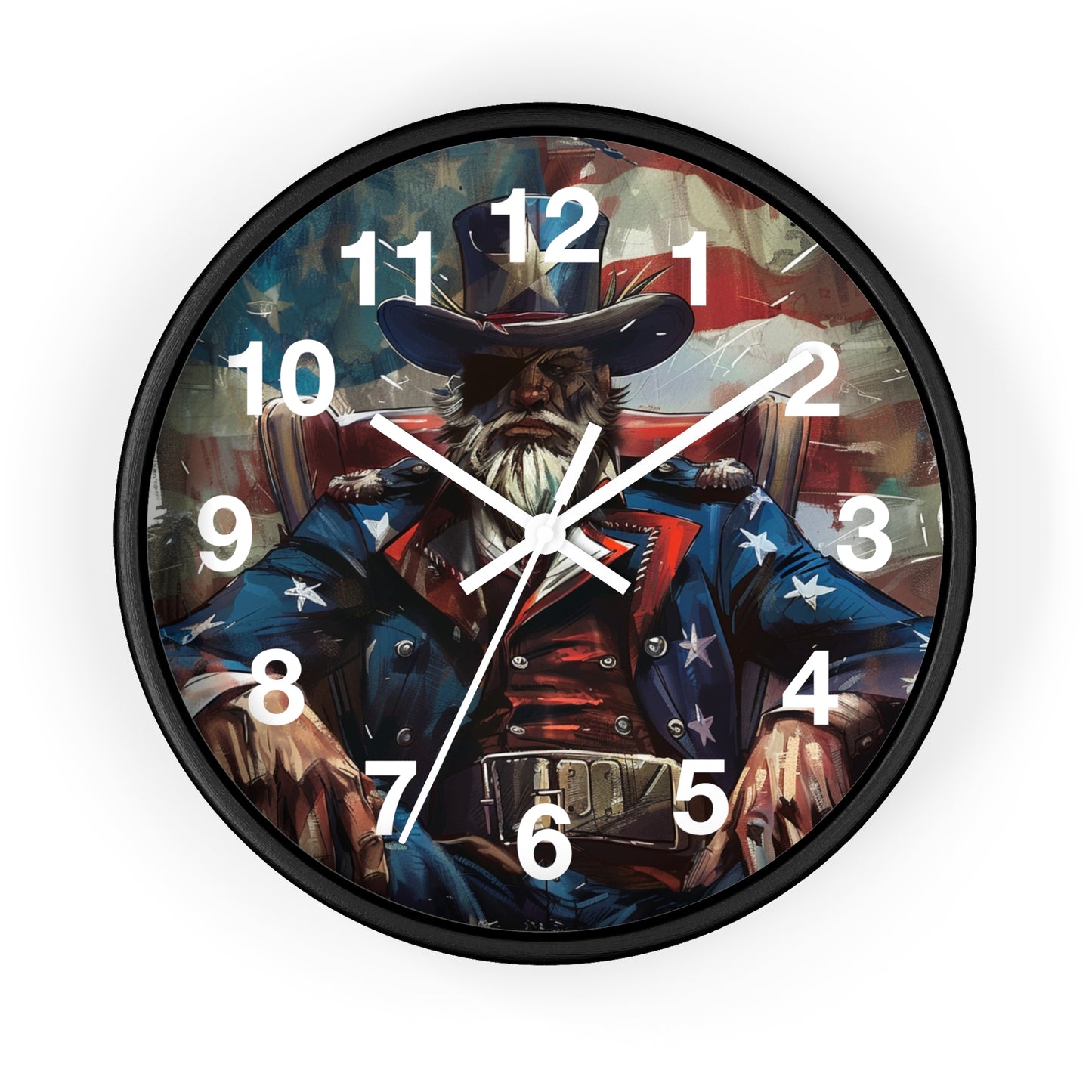 Grunge Patriot Style Wall Clock | USA Rebellion Art | Battery Operated | Patriotic Pride Decor Founding Fathers | Perfect Gift History Buffs