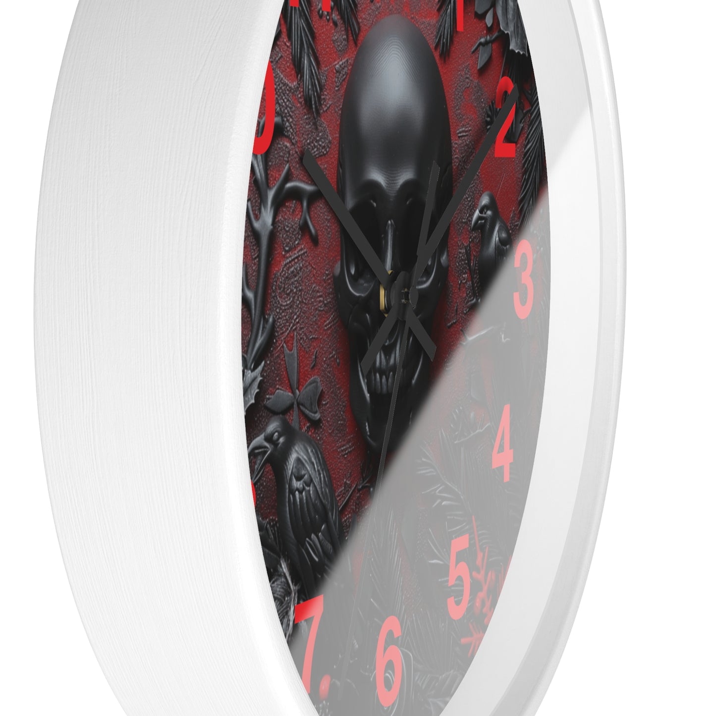 Black Skull Wall Clock | Gothic Style Home Decor | Dark Spooky Aesthetic | Battery Operated | Unique Gift for Gothic Enthusiasts