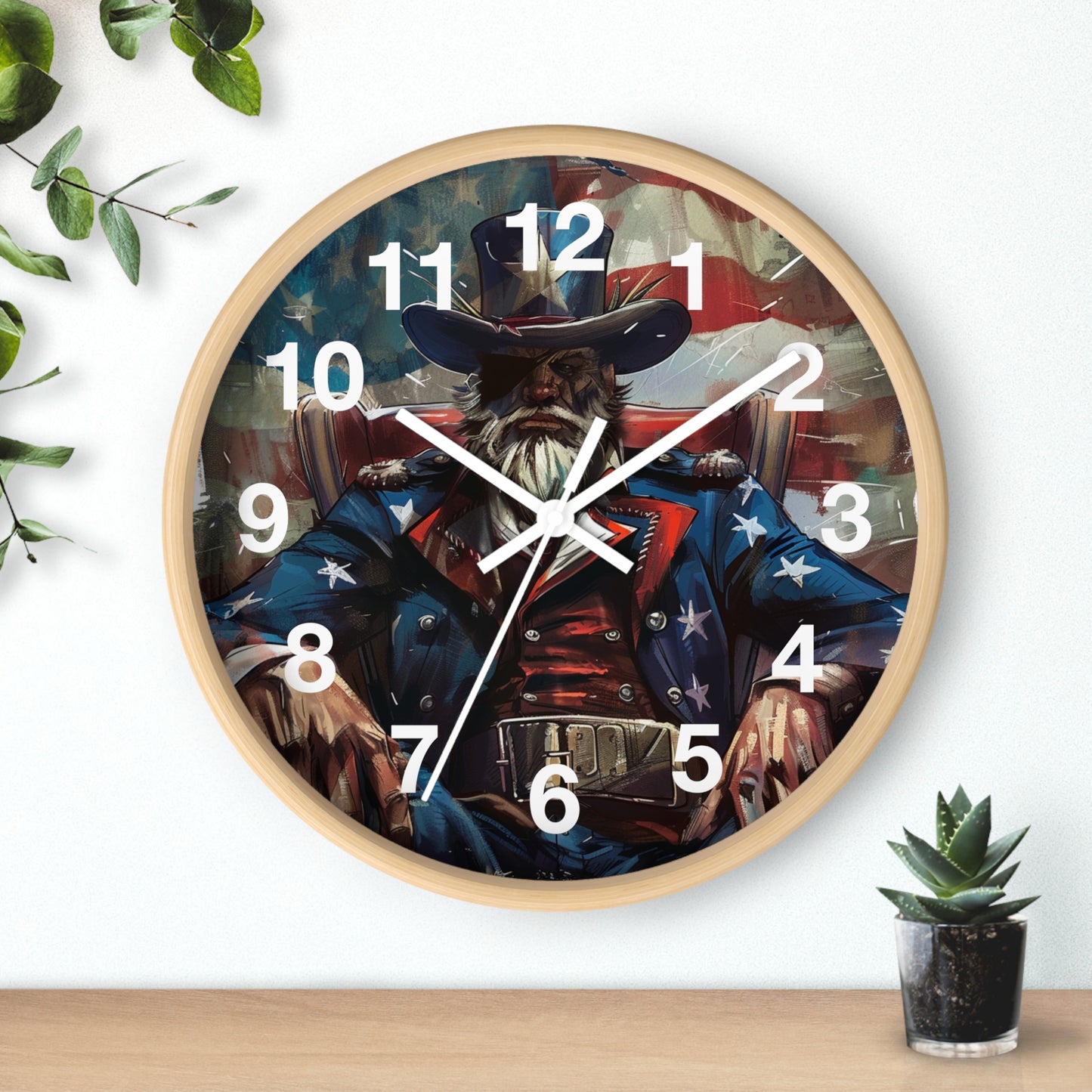 Grunge Patriot Style Wall Clock | USA Rebellion Art | Battery Operated | Patriotic Pride Decor Founding Fathers | Perfect Gift History Buffs