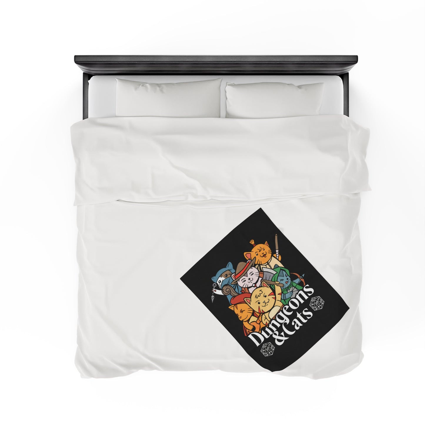 Dungeons and Cats Velveteen Plush Throw Blanket | Funny Cat Lover Gift | Nerdy Parody Blanket Fantasy Roleplaying Cozy Feline Decor Cat Gift