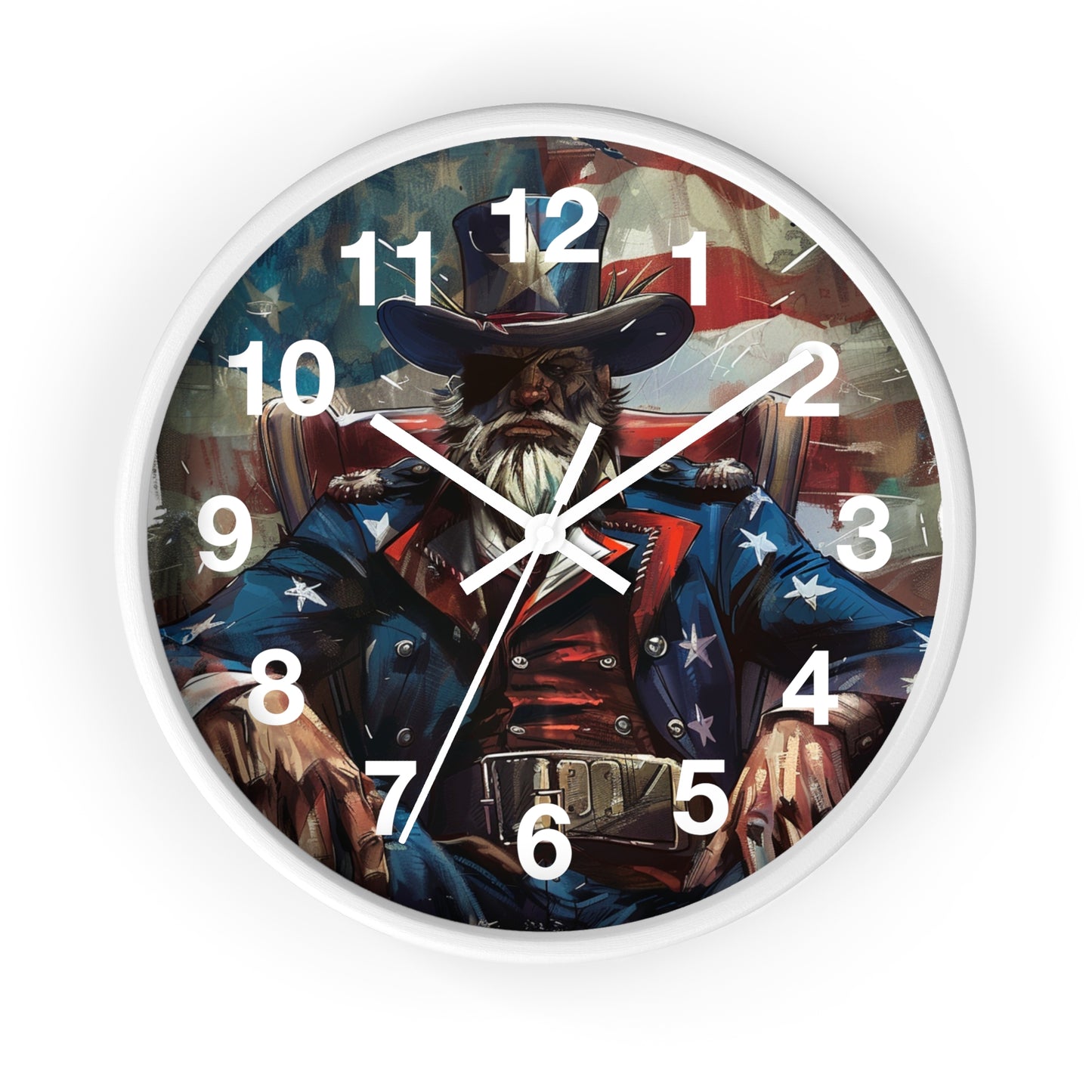 Grunge Patriot Style Wall Clock | USA Rebellion Art | Battery Operated | Patriotic Pride Decor Founding Fathers | Perfect Gift History Buffs
