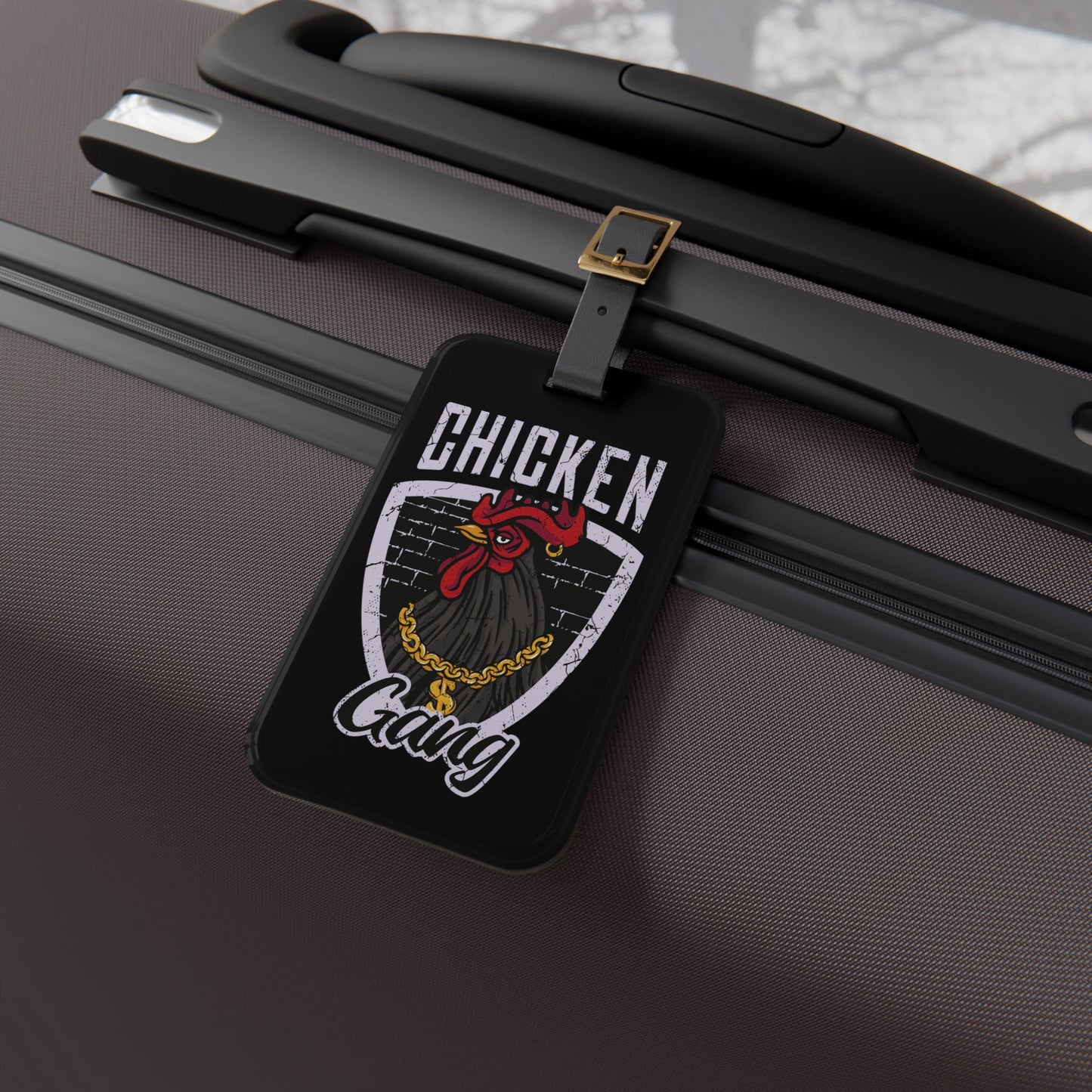Chicken Gang Luggage Tag Funny Chicken Travel ID Badge Gangster Chicken Suitcase Label Quirky Airline Accessory Gift Chicken Lover Travel ID