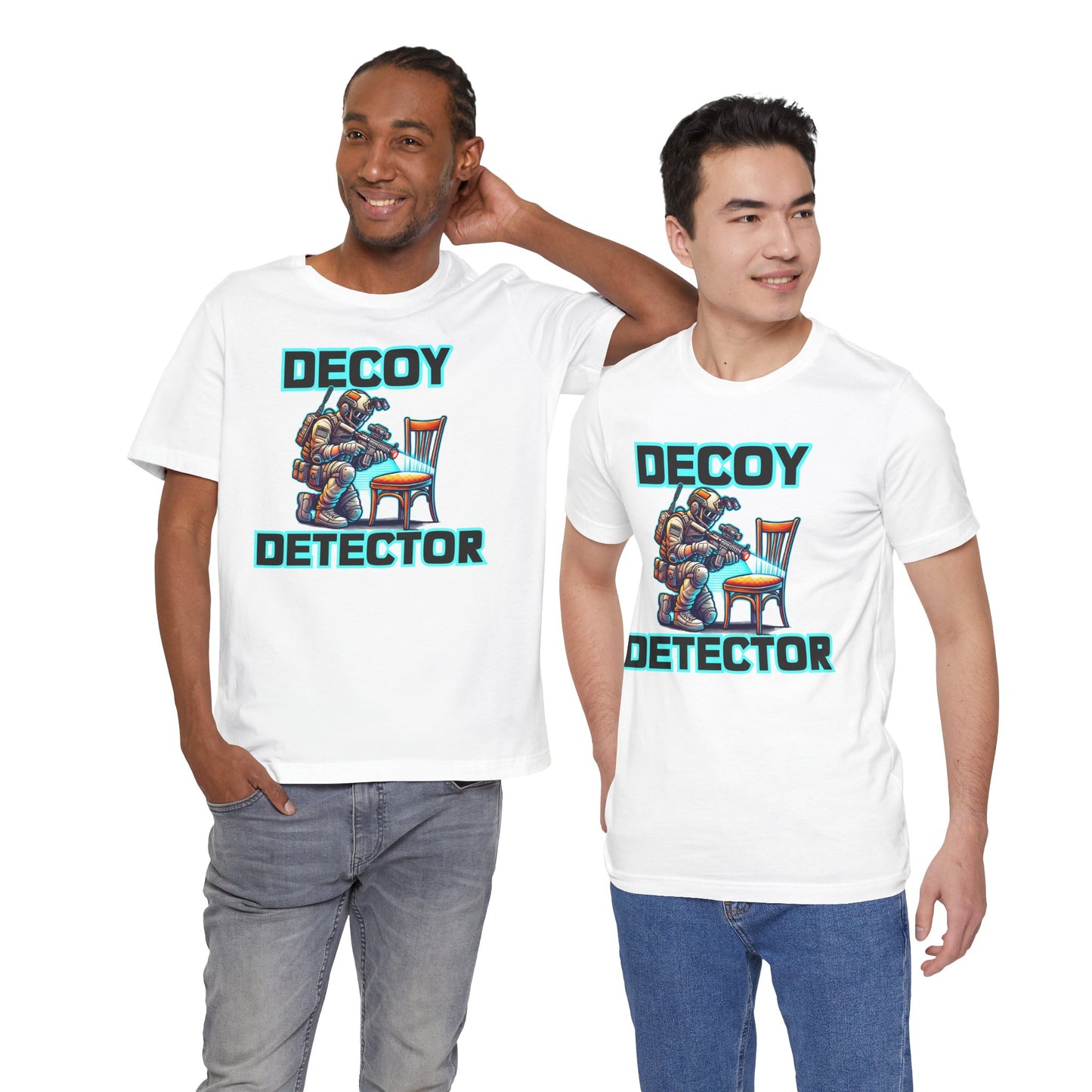 Decoy Detector Prop Cartoon | Tactical Prop Hunt Design | Funny Gamer Illustration | Chair Scanning Action Scene | Prop Hunt Graphic Gift