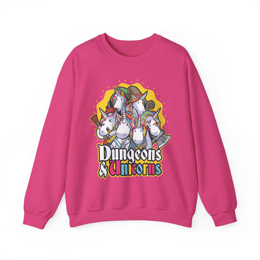 Dungeons and Unicorns Funny D&D Parody Sweatshirt | Nerdy Fantasy Game Sweater Unicorn Lovers | Unique Winter Gift Cozy Fun Sweatshirt Gamer