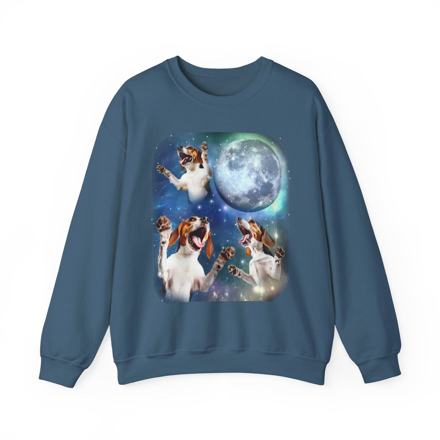 Beagle Howling at Moon Sweatshirt | Vintage Dog Lover Pullover Sweater | Funny Beagle Apparel Gift for Dog Enthusiasts and Pet Lovers