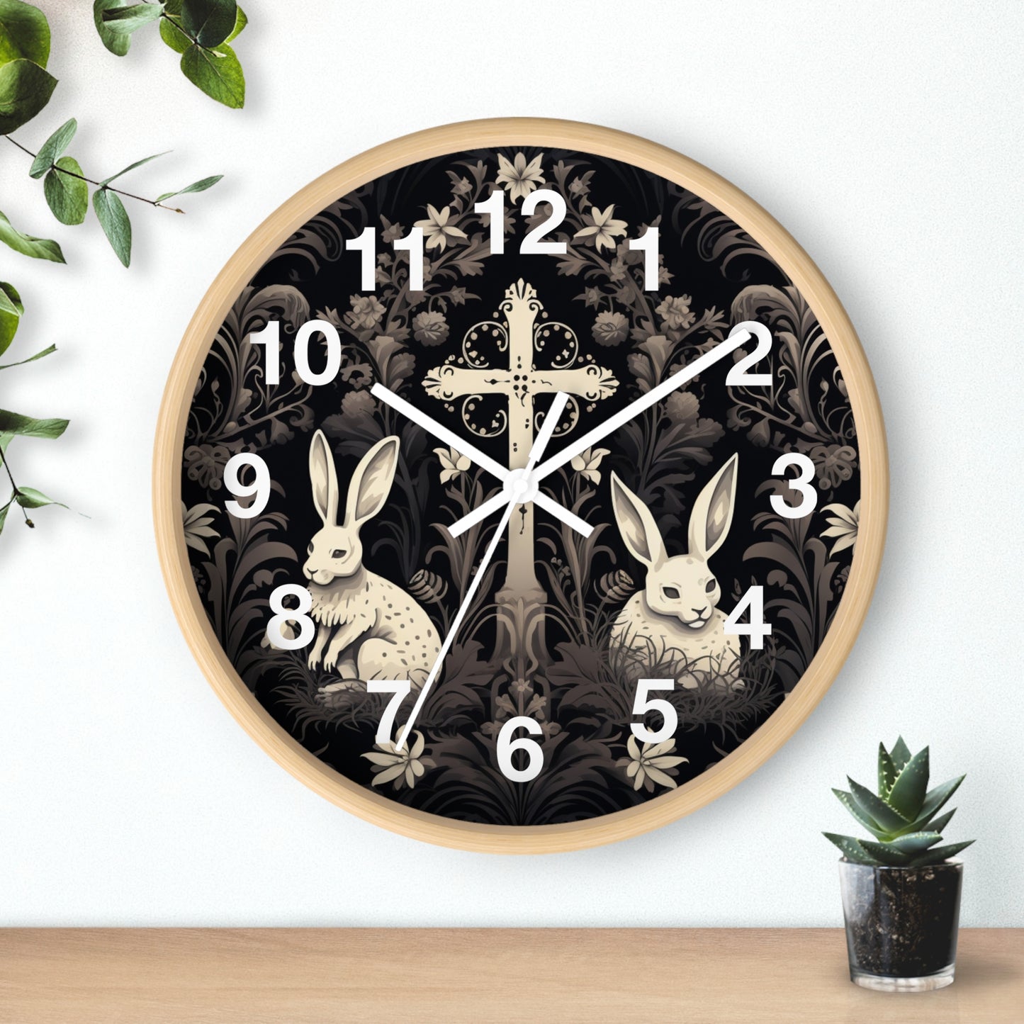 Dark Bunny Cross Gothic House Wall Clock | Haunted Home Decor | Gothic & Eerie Vibes | Battery Operated | Unique Halloween Gift