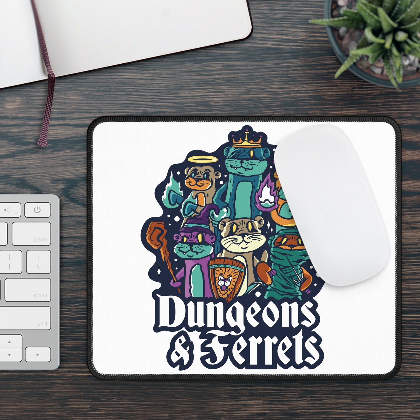 Dungeons and Ferrets Non Slip Mouse Pad | Fantasy Game Desk Decor | Unique Gift for Ferret Lovers RPG-Inspired Desk Mat Fun Gaming Accessory