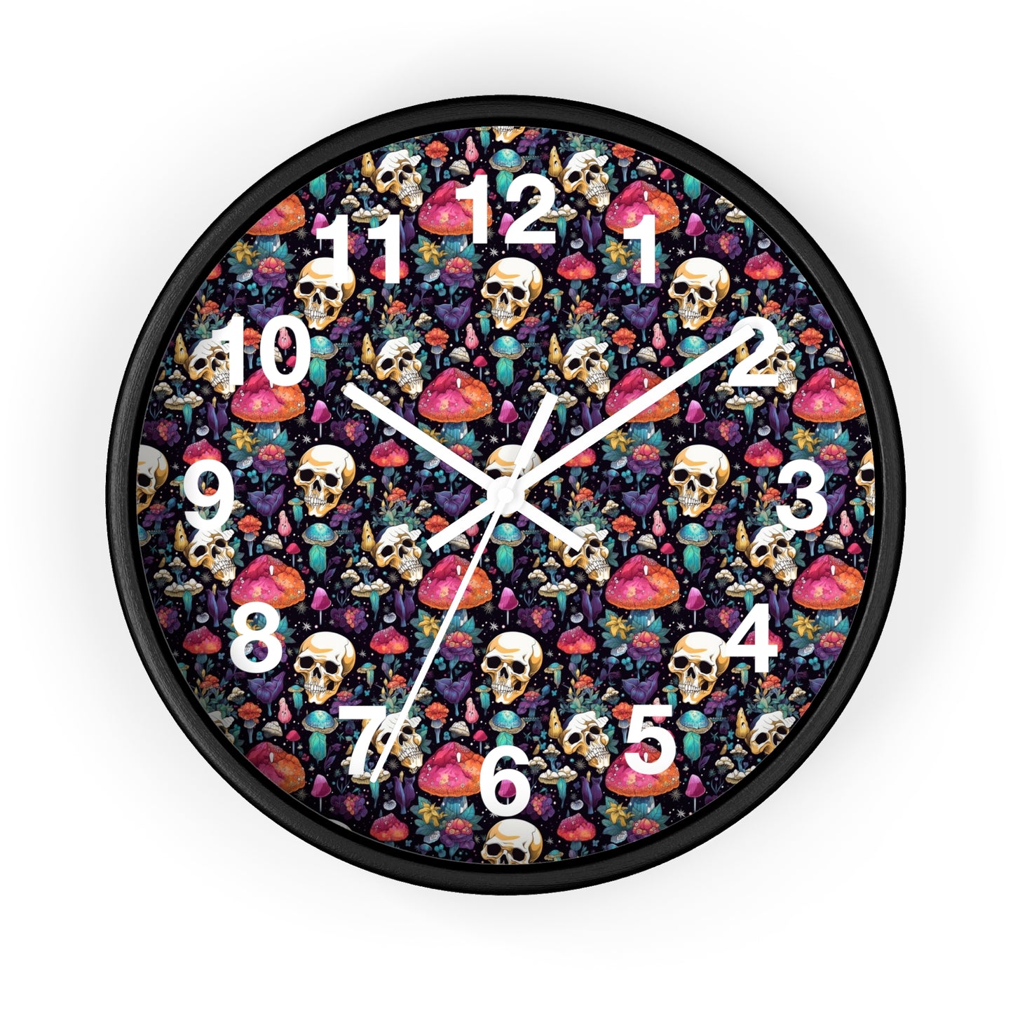 Trippy Mushroom Skull Wall Clock | Cute and Eerie Shroom Decor | Unique Room Background | Battery Operated | Perfect Gothic Gift