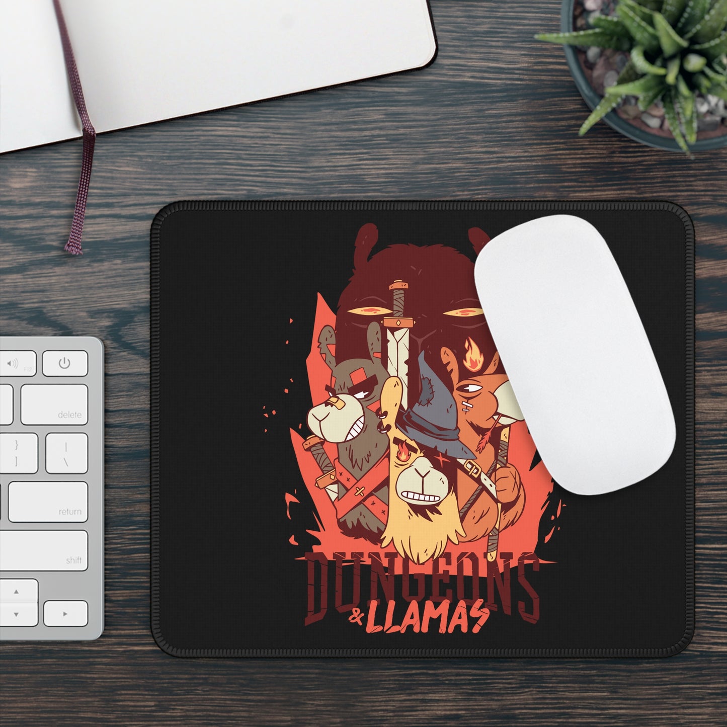 Dungeons and Llamas Non Slip Mouse Pad | Fantasy Game Desk Decor | Unique Gift for Llama Lovers | RPG-Inspired Desk Mat Fun Gaming Accessory