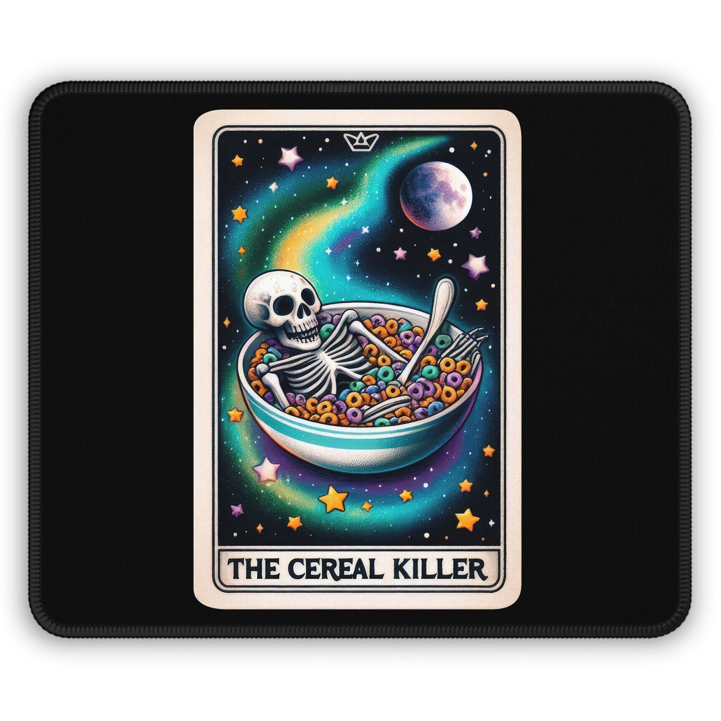 Cereal Killer Tarot Card Non Slip Mouse Pad Funny Office Desk Decor Food Lovers Gift Tarot-Inspired Desk Mat Breakfast-Themed Accessory