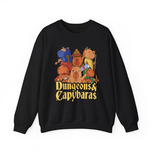 Dungeons and Capybaras Funny D&D Parody Sweatshirt | Nerdy Fantasy Game Sweater for Capybara Lovers Unique Winter Gift | Cozy Fun Sweatshirt