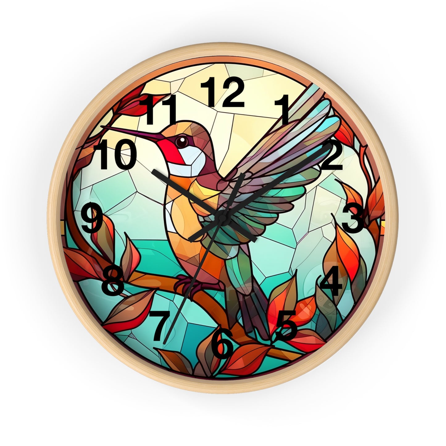 Beautiful Hummingbird Stained Glass Wall Clock | Colorful Vibrant Bird Design | Battery Operated | Unique Home Decor | HummingBird Gift