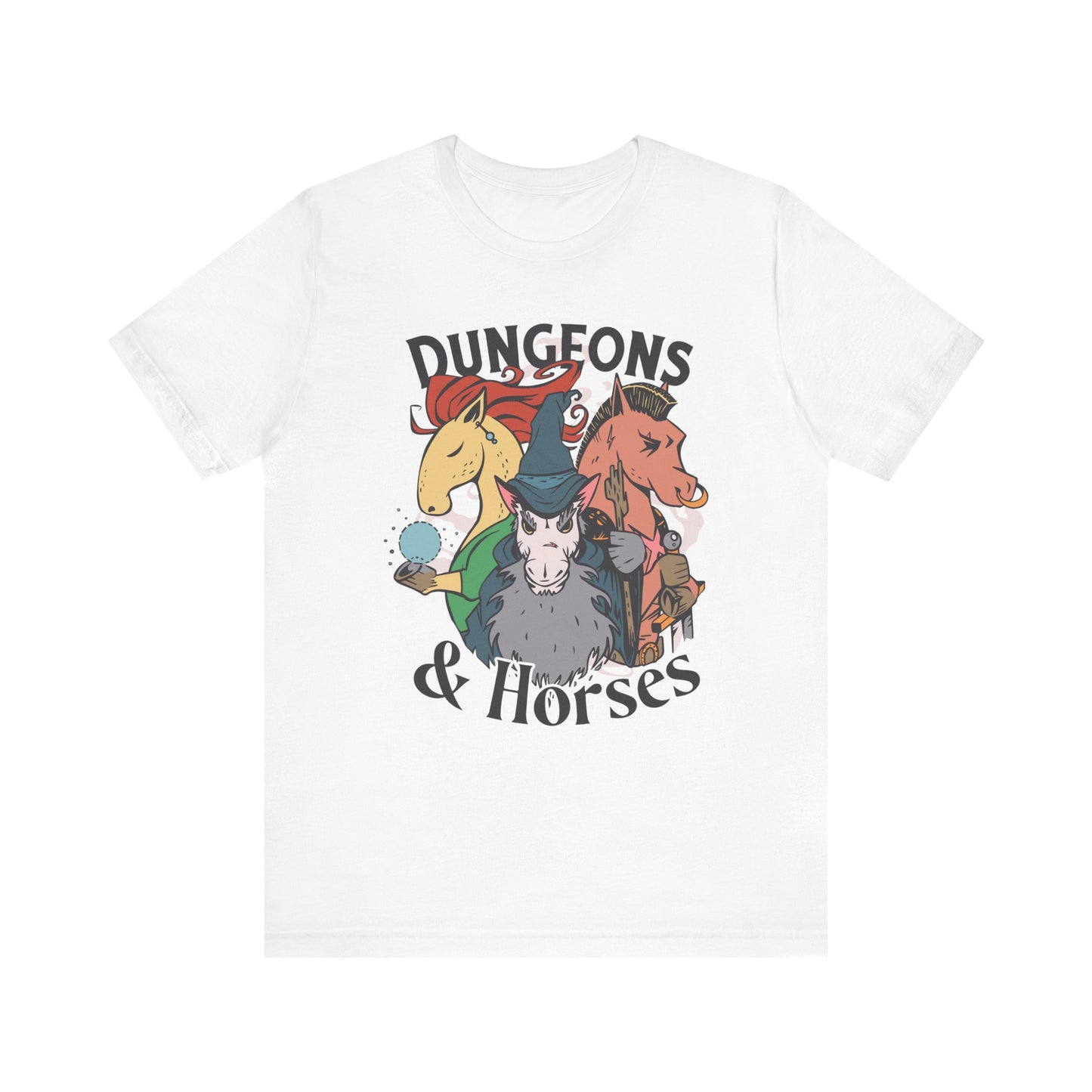 Dungeons and Horses Shirt | D&D Parody Game Tee for Horse Lovers | Roleplaying Fantasy Game | Fun Nerdy Gift Ideas