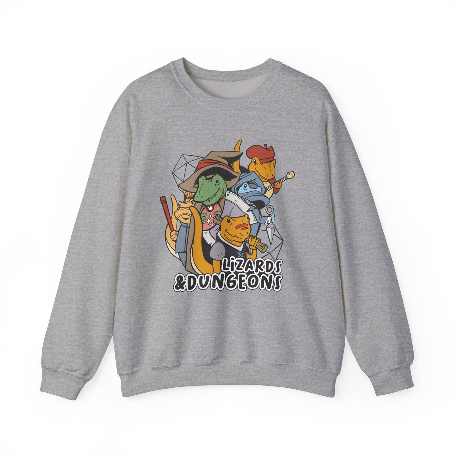 Dungeons and Lizards Funny D&D Parody Sweatshirt | Nerdy Fantasy Game Sweater Lizard Lovers | Unique Winter Gift Cozy Fun Sweatshirt Gamers