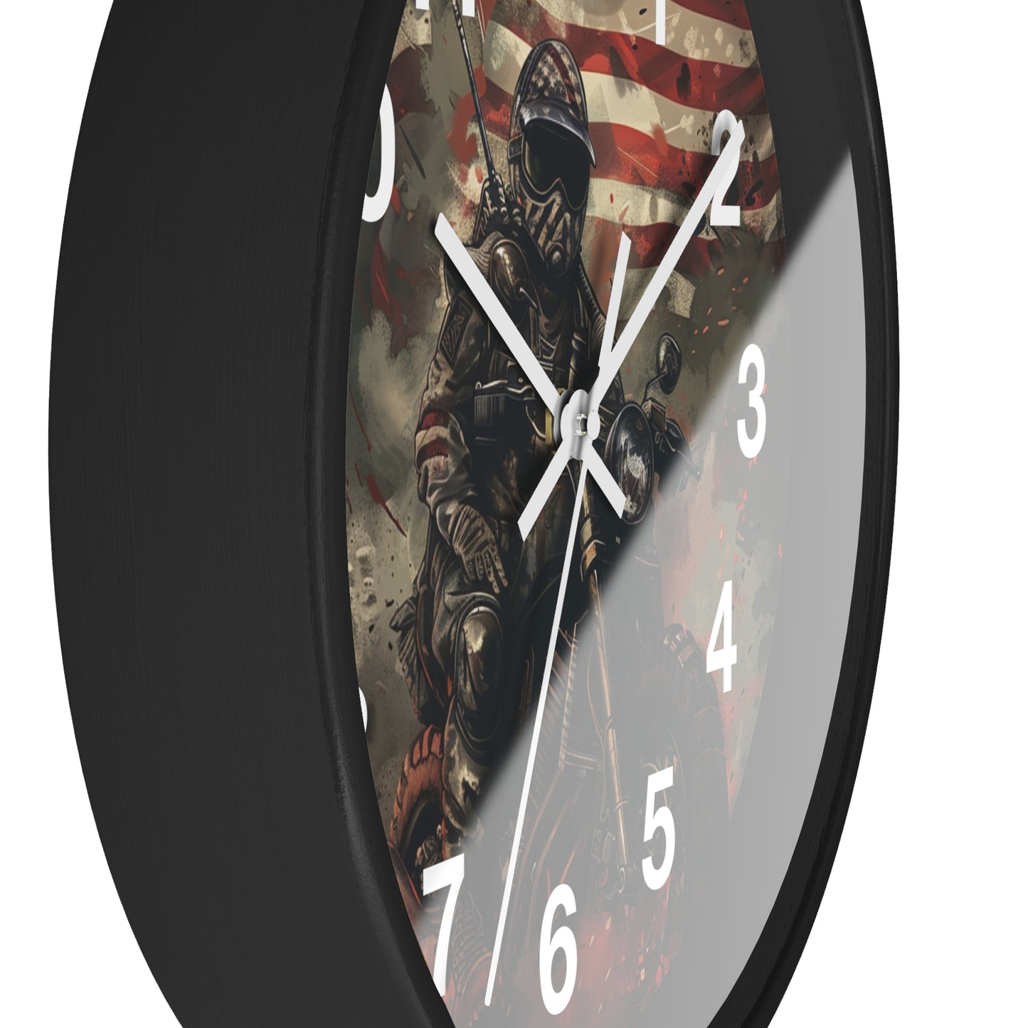 Rebel Patriot Motorcycle Rider Wall Clock | Grunge USA Biker Art | Battery Operated | Bold Americana Decor | Perfect Gift for Freedom Riders
