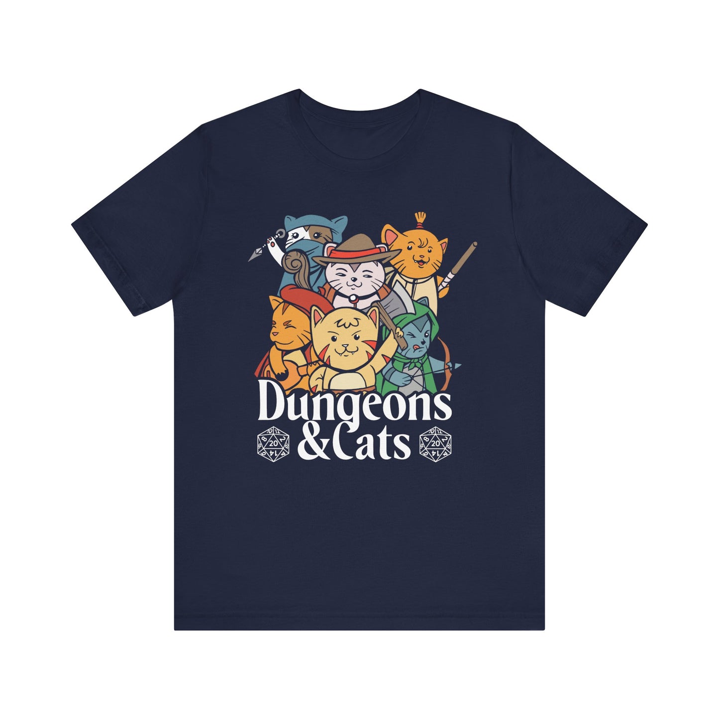 Dungeons and Cats Shirt | D&D Parody Game Tee for Cat Lovers | Playful Roleplaying Fantasy Game | Purr-fect Nerdy Gift Ideas Funny Cat Shirt