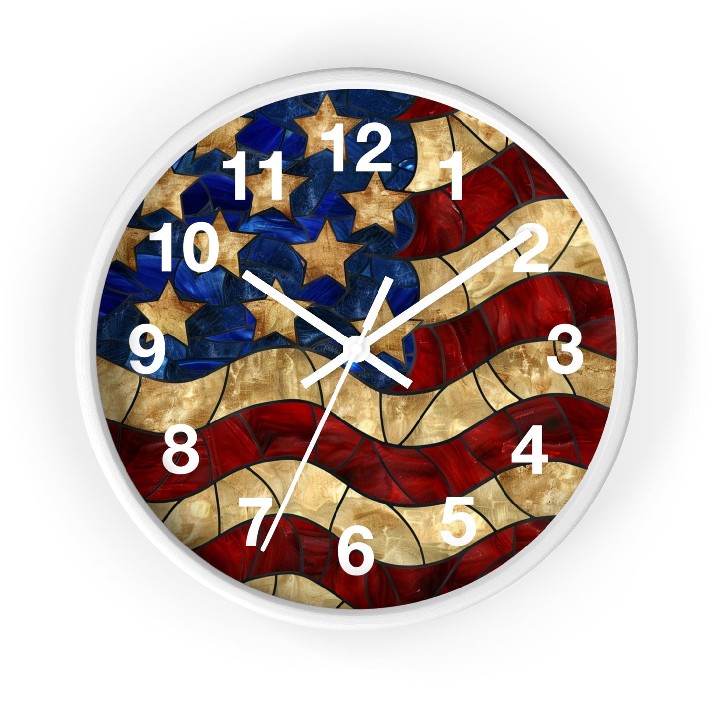 American Flag Stained Glass Wall Clock | Patriotic USA Decor | Battery Operated | Unique Home Accent | Perfect Gift for Proud Patriots