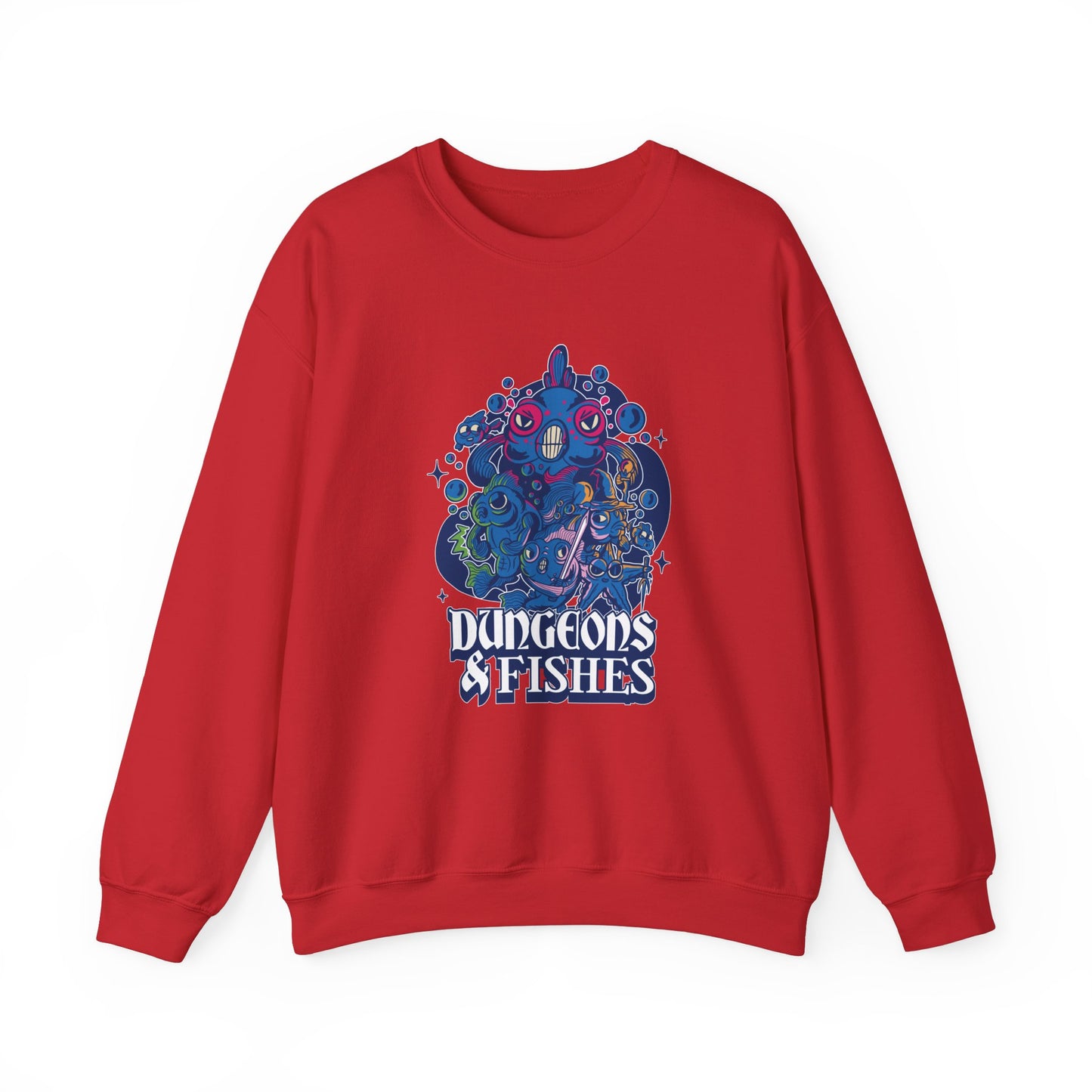 Dungeons and Fish Funny D&D Parody Sweatshirt | Nerdy Fantasy Game Sweater for Fish Lovers | Unique Winter Gift | Cozy Fun Sweatshirt Gamers
