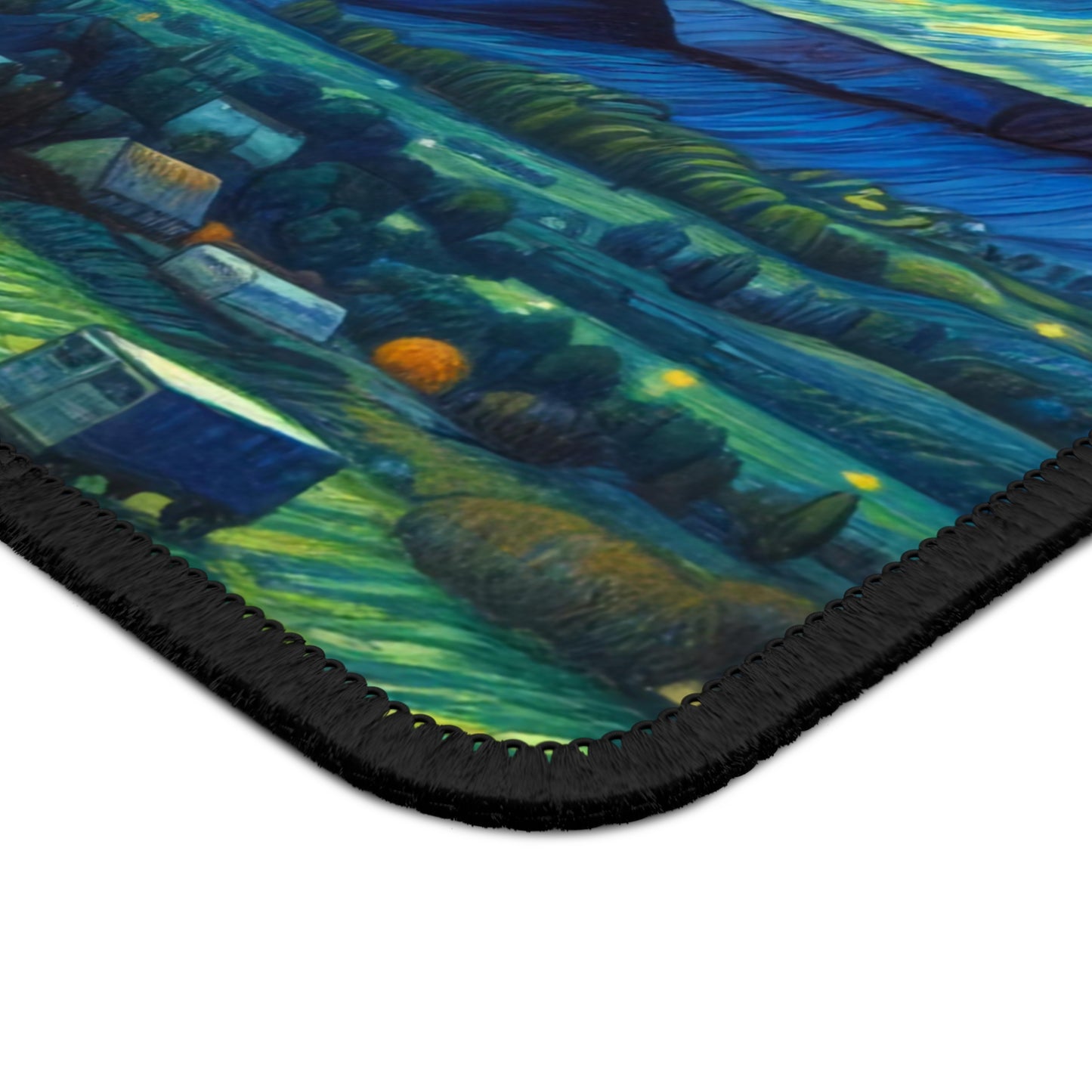 Alien UFO Night Sky Non-Slip Mouse Pad | Starry Night-Inspired Outer Space Art | Cosmic Sci-Fi Gift UFO Believers Alien Spaceship Desk Mat