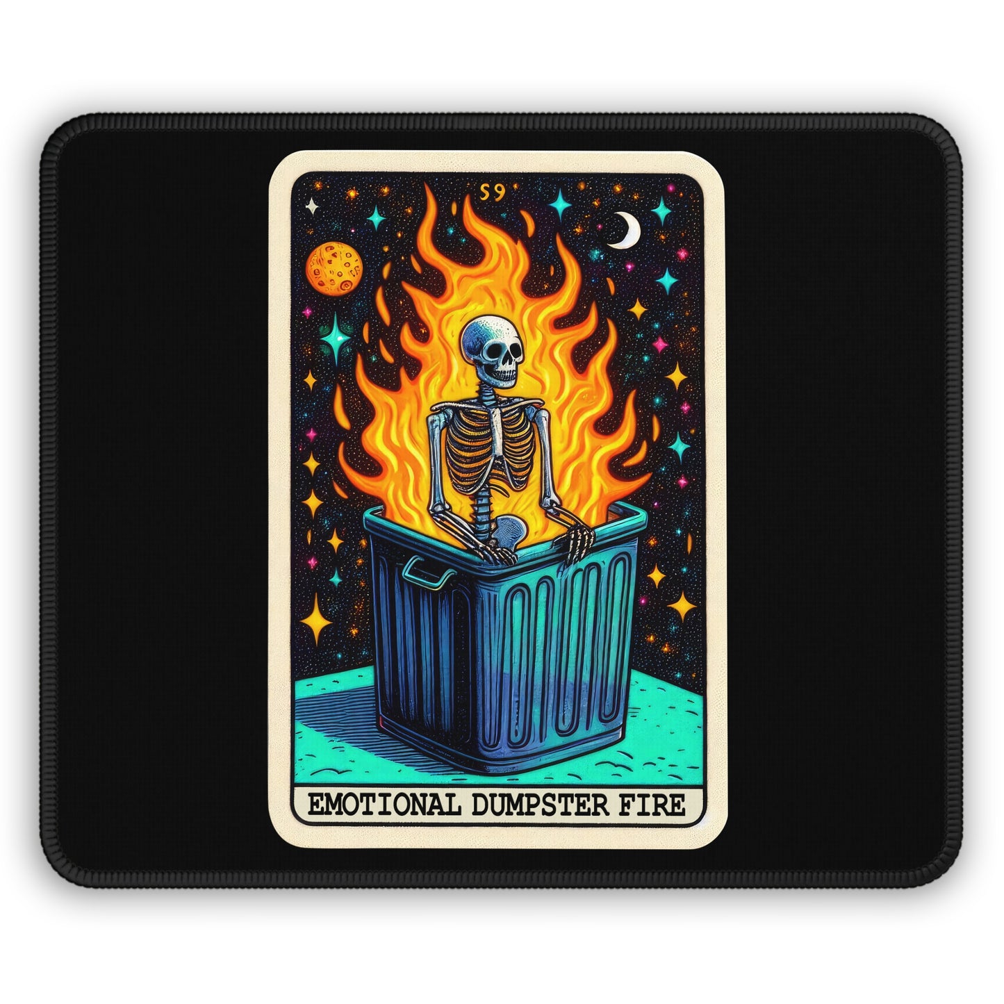 Emotional Dumpster Fire Tarot Card Non Slip Mouse Pad | Funny Office Desk Decor Sarcastic Jokes Tarot-Inspired Desk Mat Humor Desk Accessory