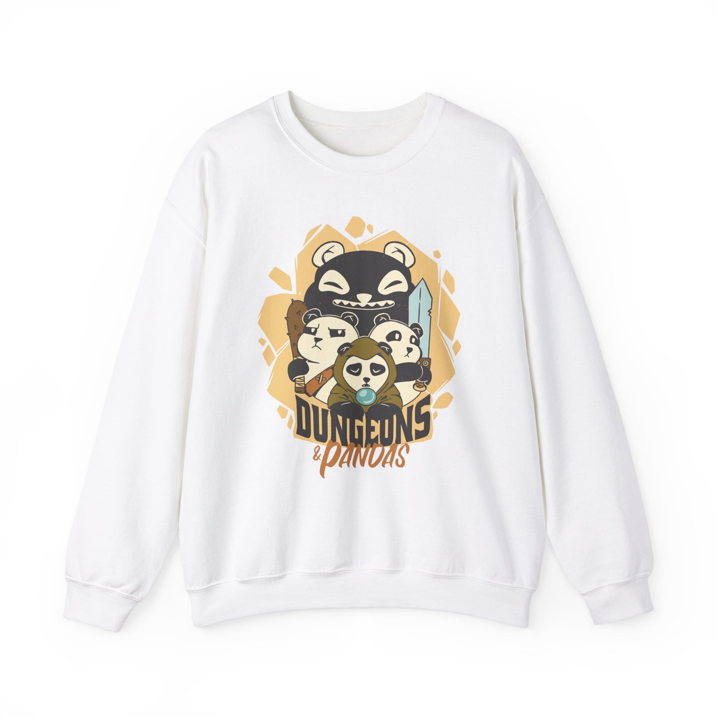 Dungeons and Pandas Funny D&D Parody Sweatshirt | Nerdy Fantasy Game Sweater Panda Lovers | Unique Winter Gift | Cozy Fun Sweatshirt Gamers