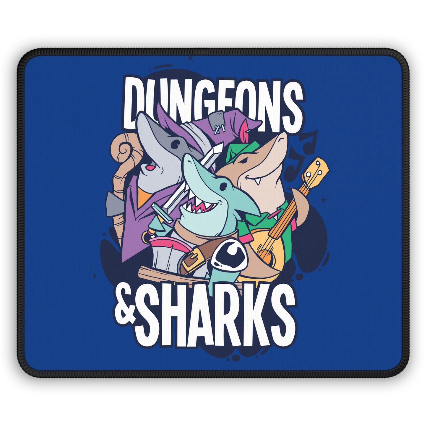 Dungeons and Sharks Non Slip Mouse Pad | Fantasy Game Desk Decor | Unique Gift for Shark Lovers | RPG-Inspired Desk Mat Fun Gaming Accessory