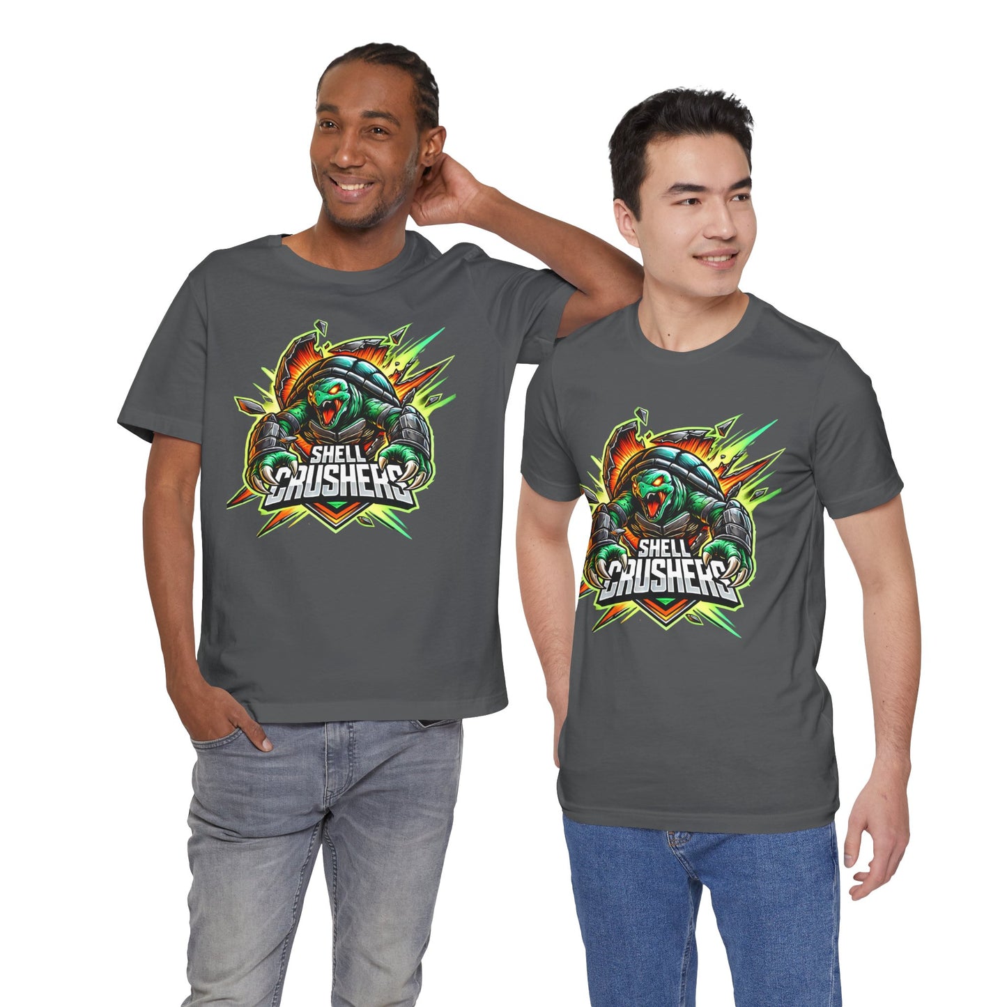 Shell Crushers Turtle Shirt | Fierce Armored Turtle Design | Unique Gift Gamers Animal Lovers Esports Jersey Style Graphic Tee Funny Turtle