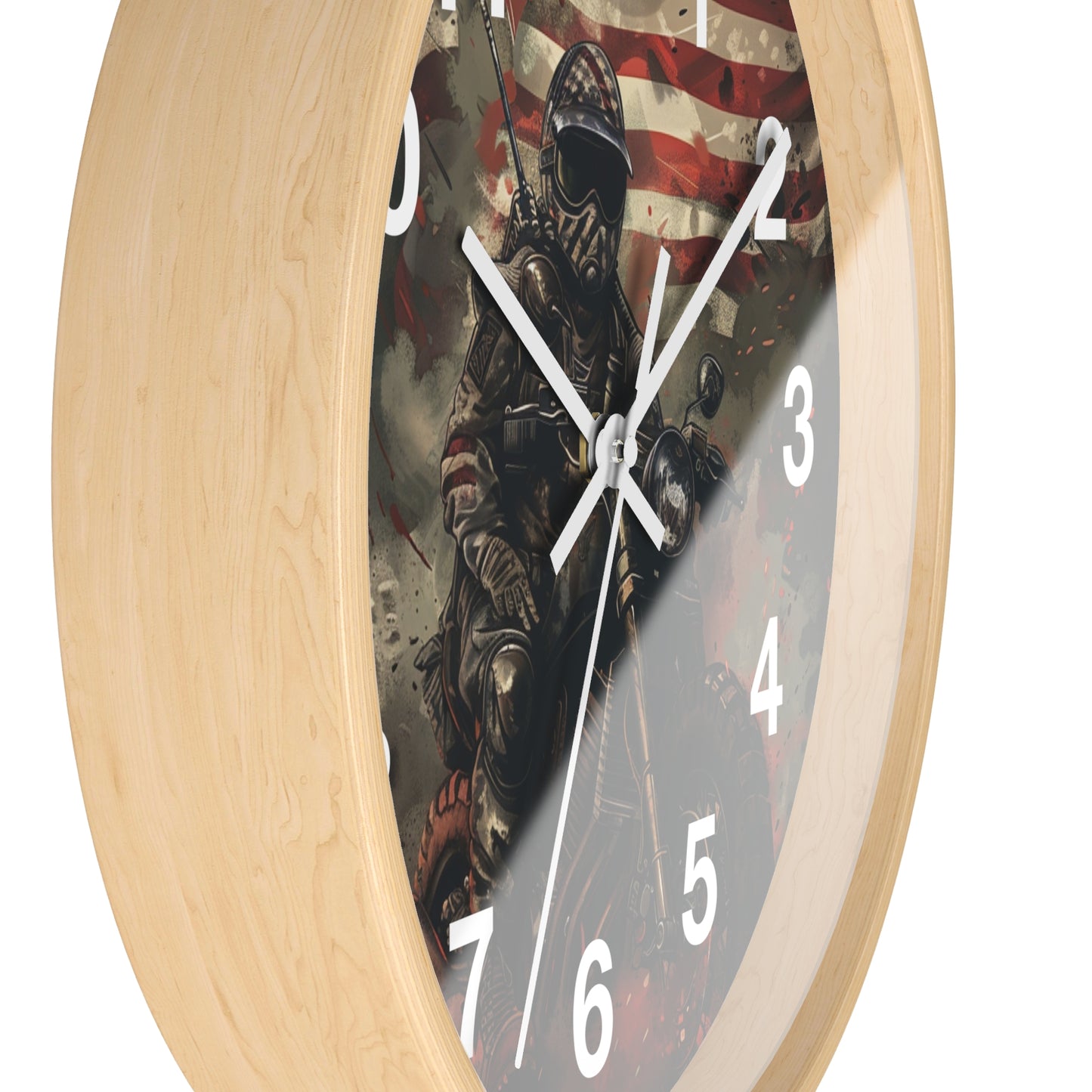 Rebel Patriot Motorcycle Rider Wall Clock | Grunge USA Biker Art | Battery Operated | Bold Americana Decor | Perfect Gift for Freedom Riders